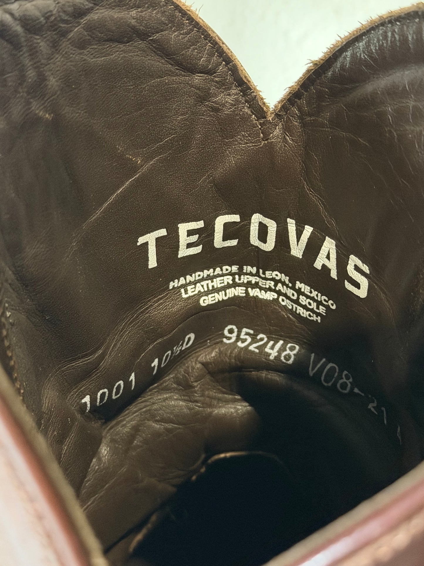 Tecovas Men's Exotic Ostrich Cowboy Boot, Size 10.5D, Mahogany