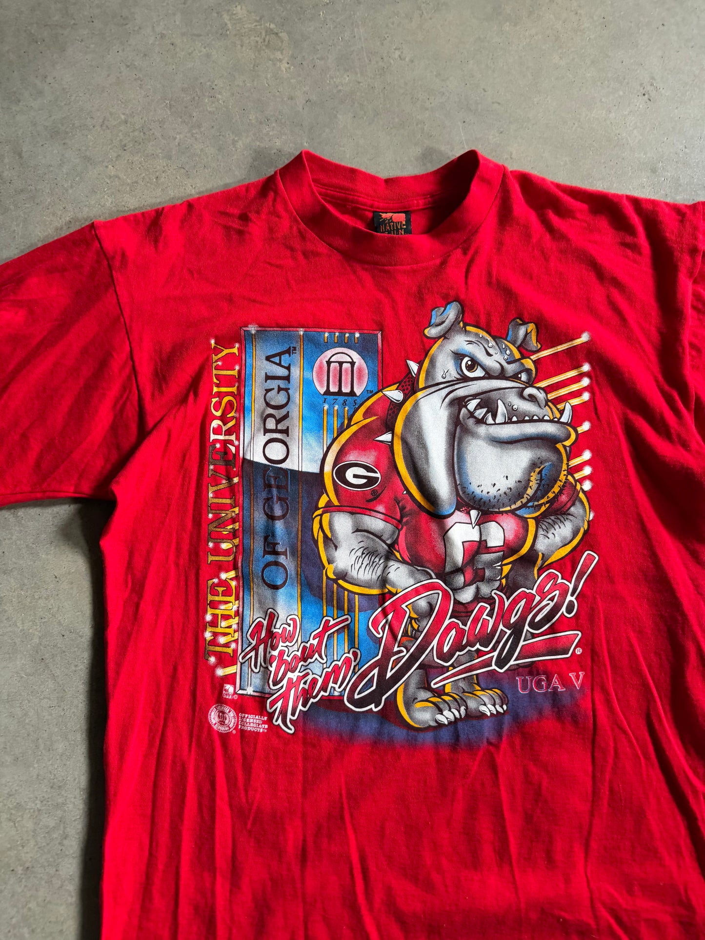 VTG Georgia Bullgods Native Sun Tee Sz L