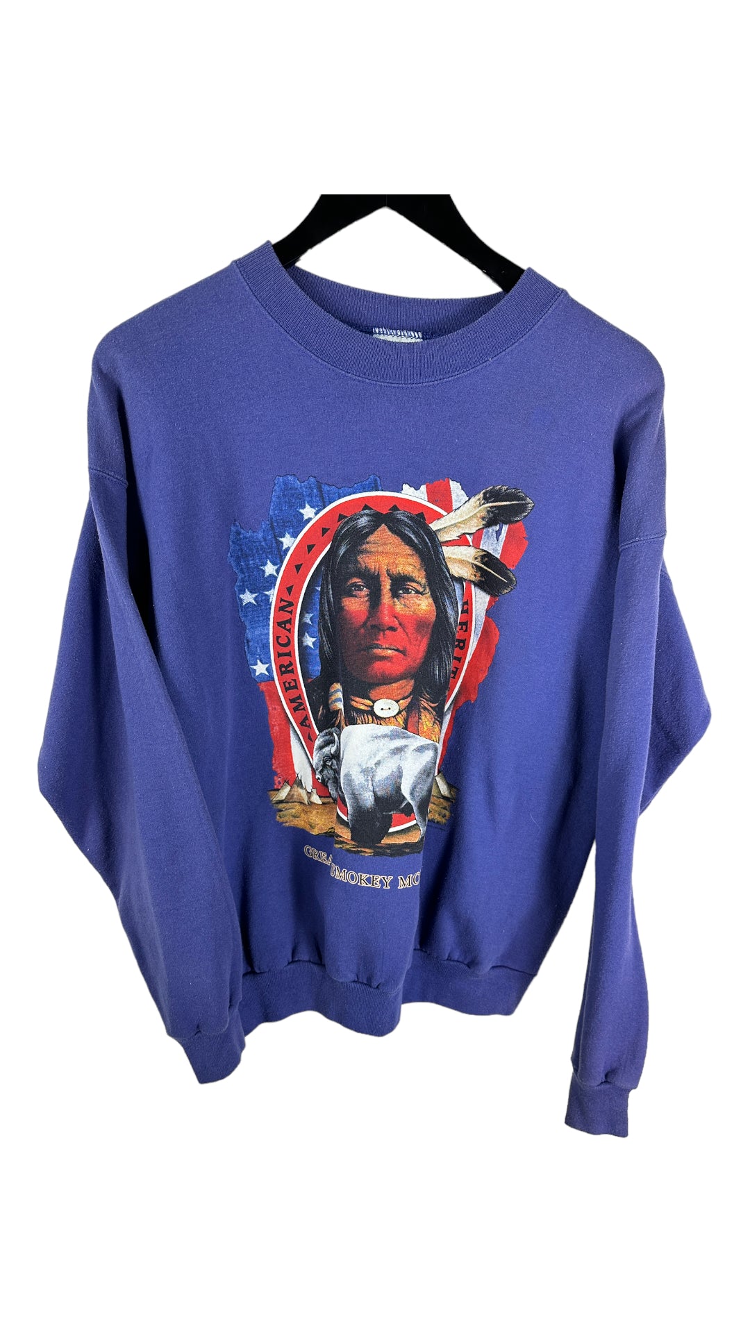 VTG Smokey Mountains Native American Sweatshirt Sz Med