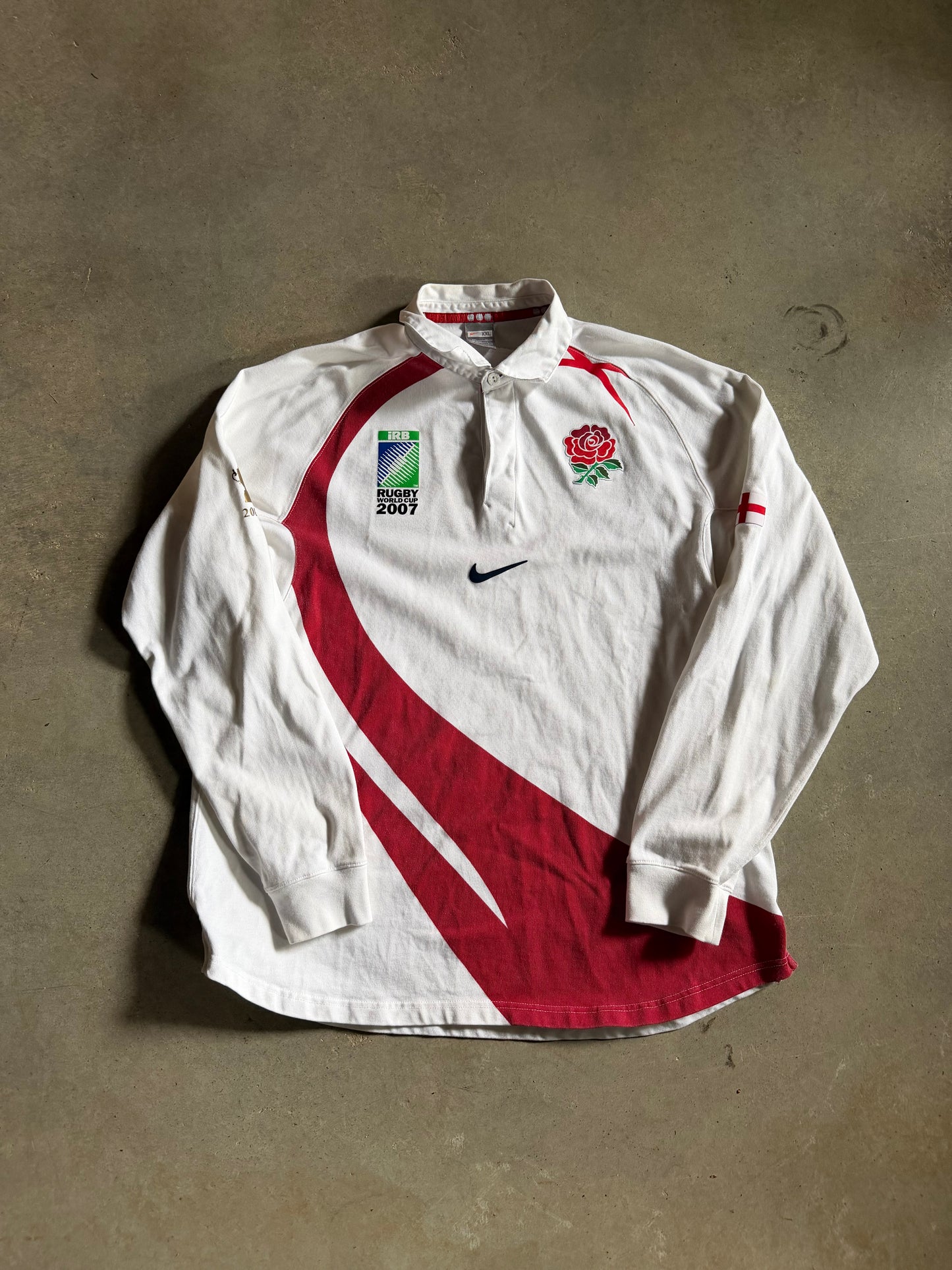 Y2K Nike Rugby World Cup 2007 Polo LS Shirt Sz 2XL