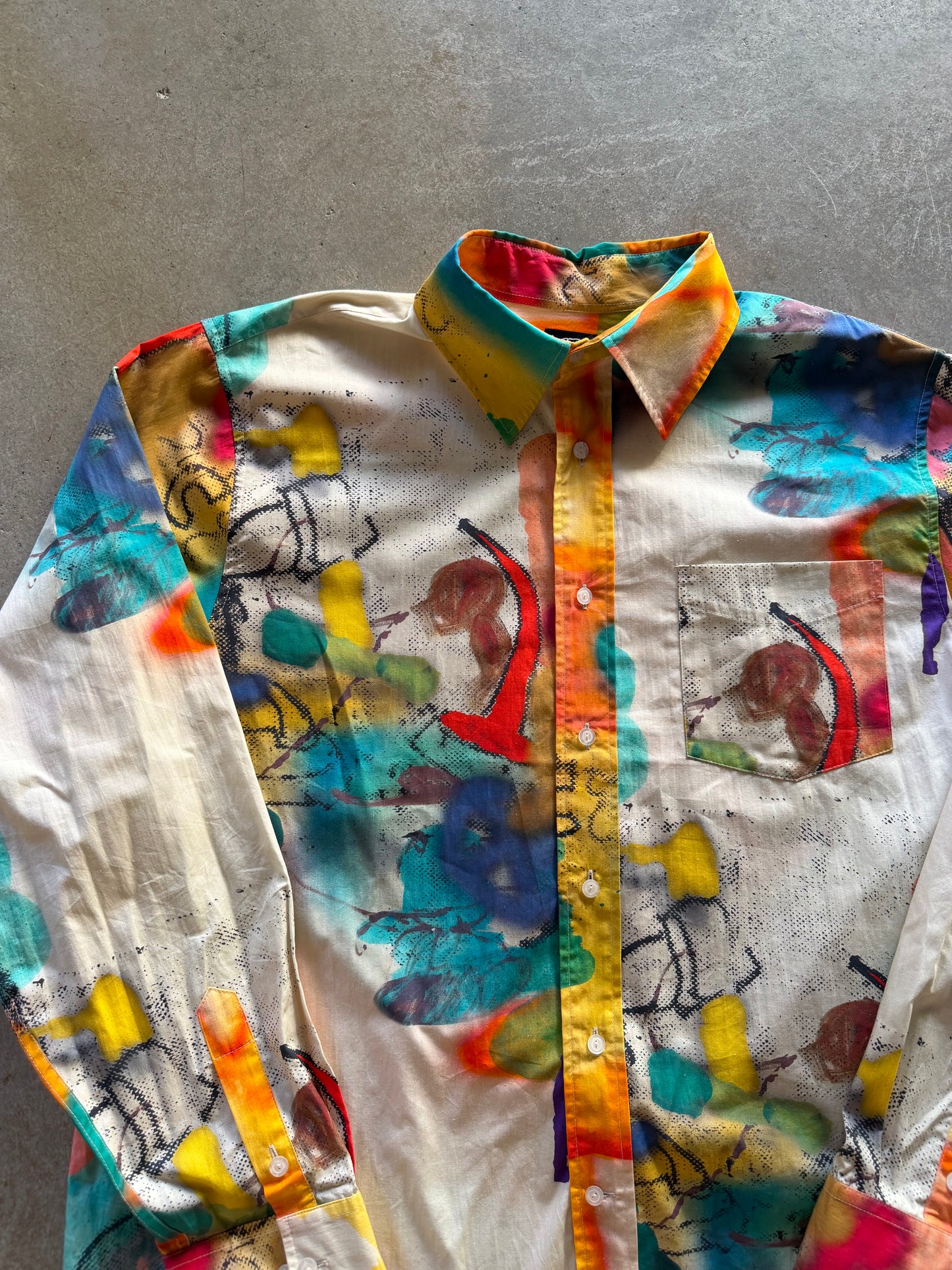 Brain Dead Art Button Up Shirt Sz XL