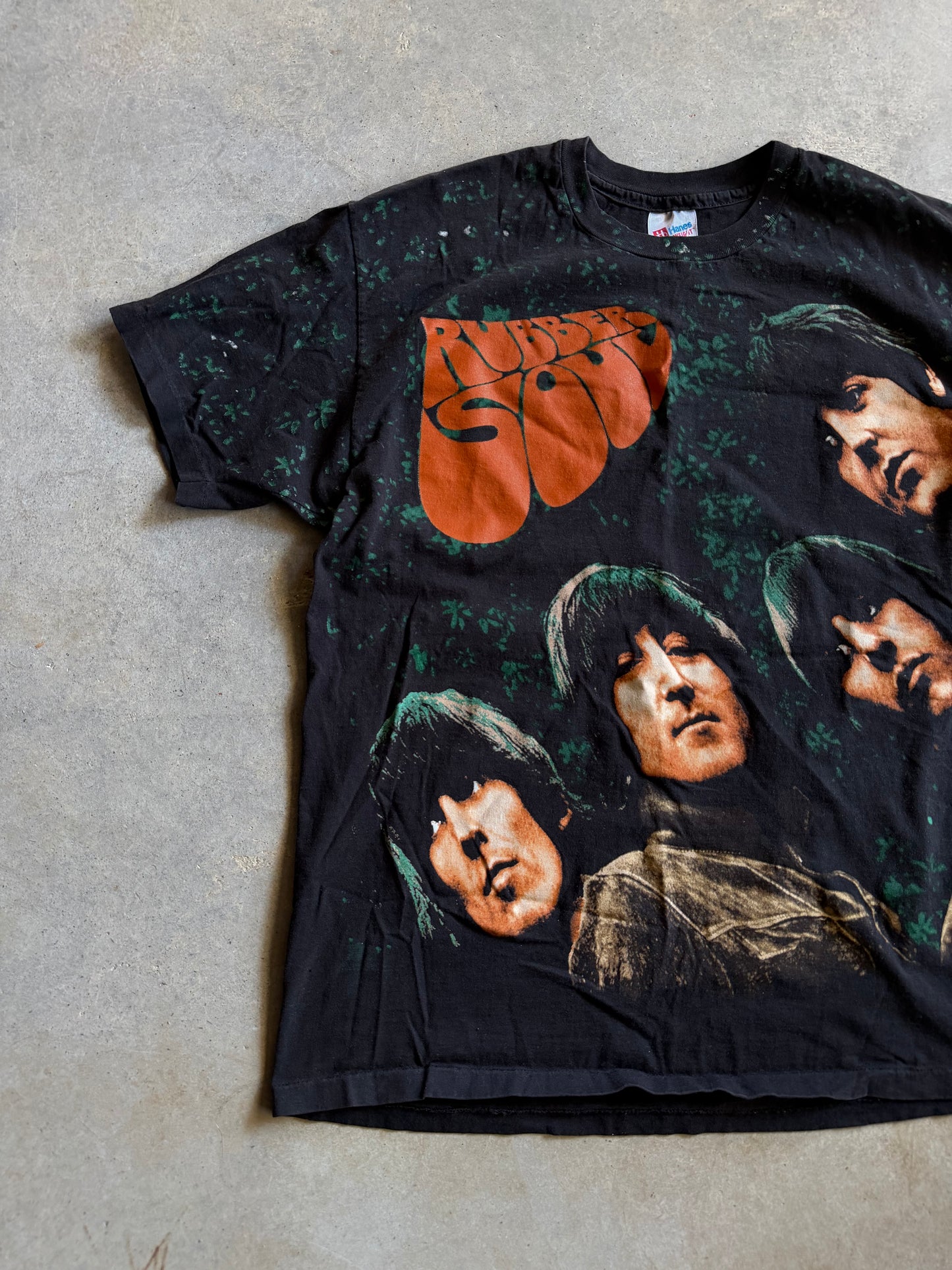 VTG The Beatles Rubber Soul All Over Print Tee Sz XL