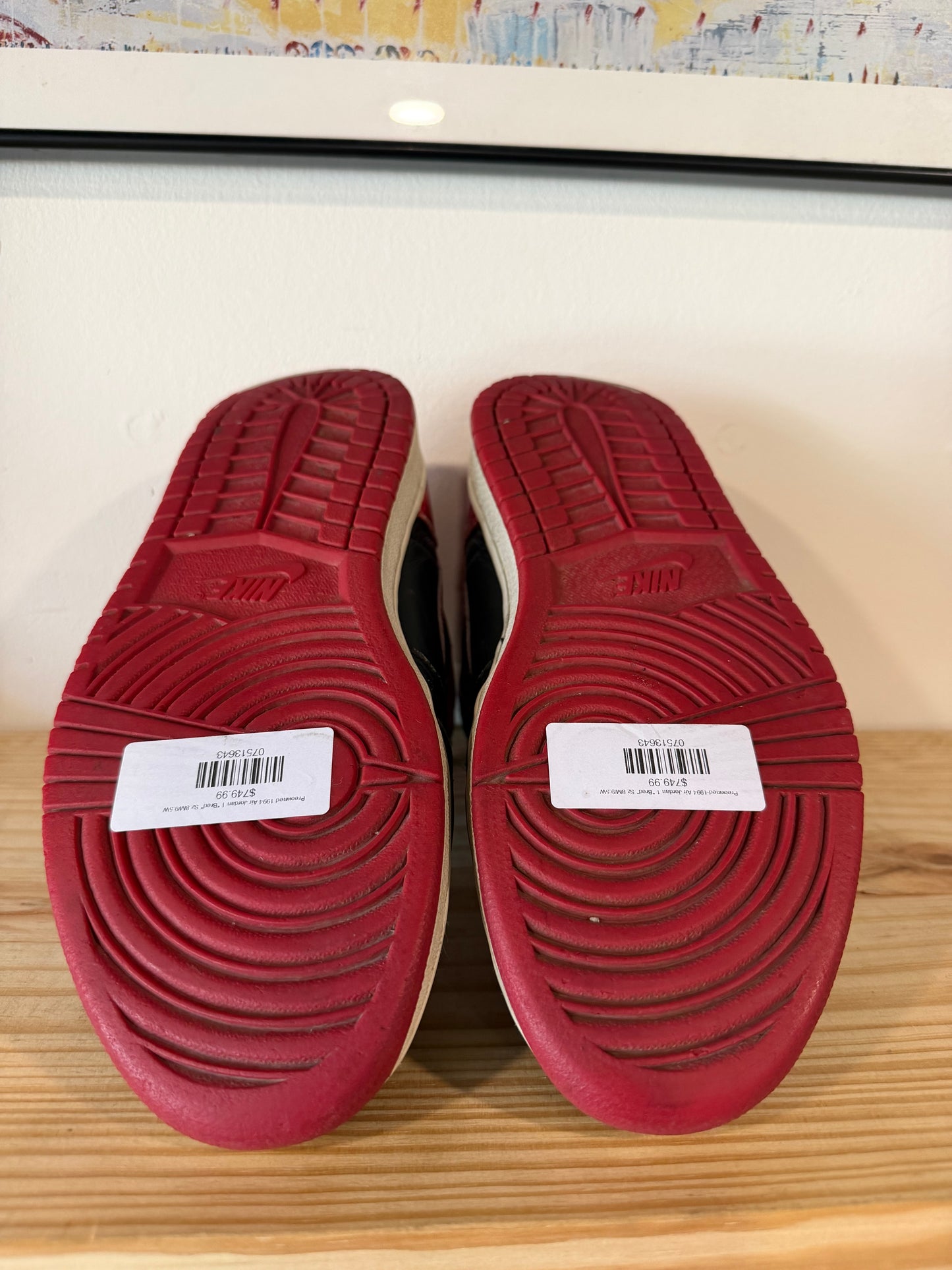 Preowned 1994 Air Jordan 1 "Bred" Sz 8M/9.5W
