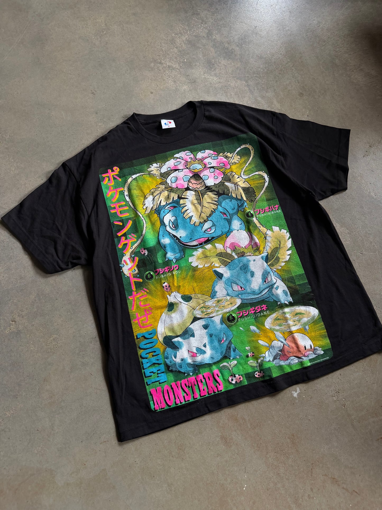 Backstock Co. Black Pokemon Base Set #3 Grass Type Orig. Fan Art Tee Sz 3X