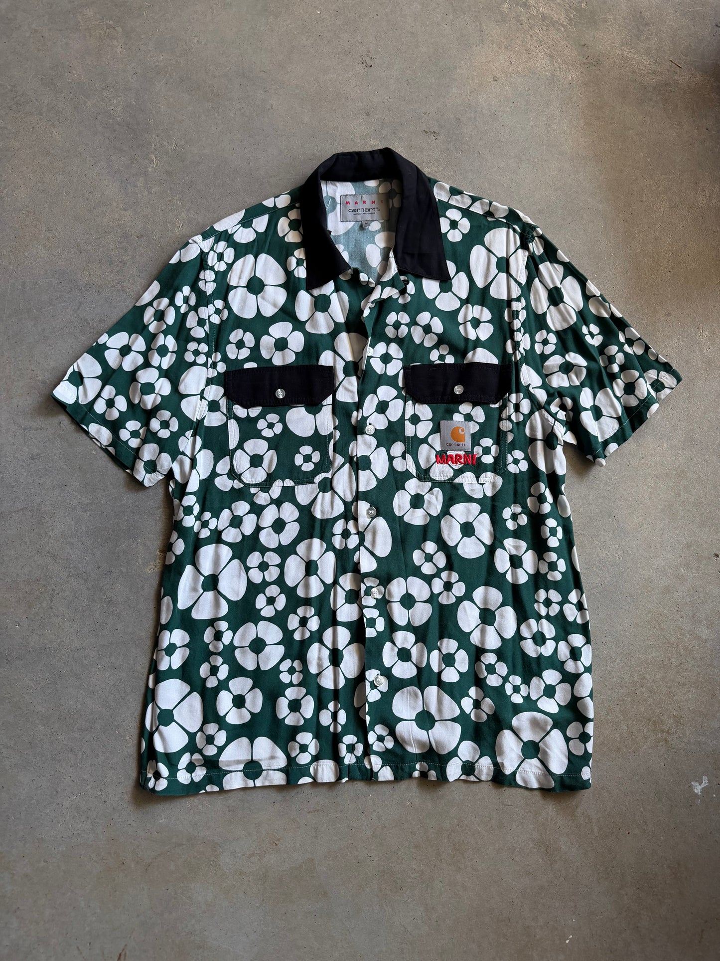 MARNI x Carhartt WIP Designer Green/White Floral Shirt Sz M