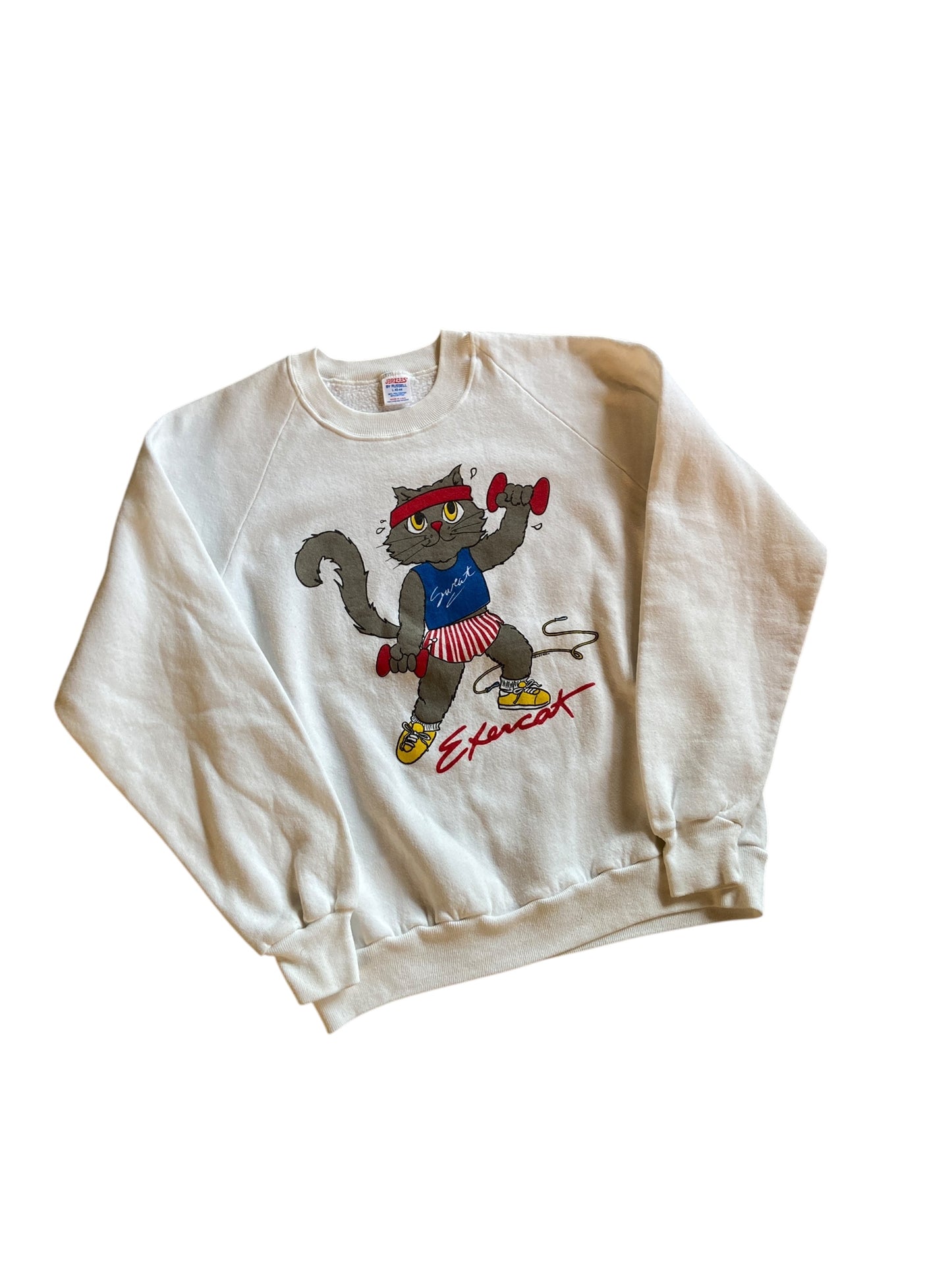 VTG Exercat Workout Sweater Sz M