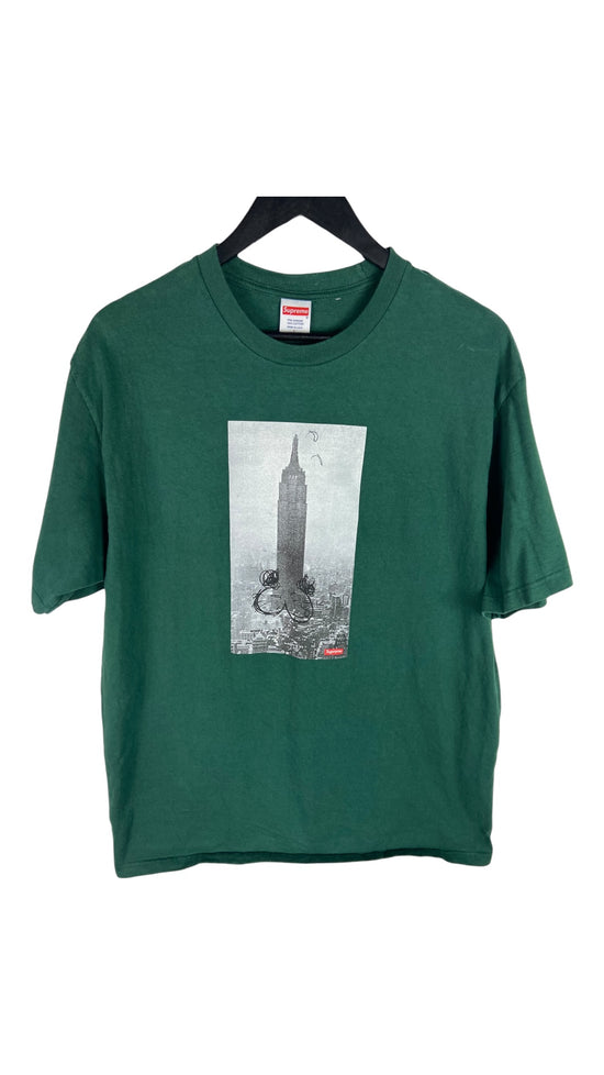 Preowned FW18 Supreme Mike Kelley The Empire State Building Tee Dark Green Sz L