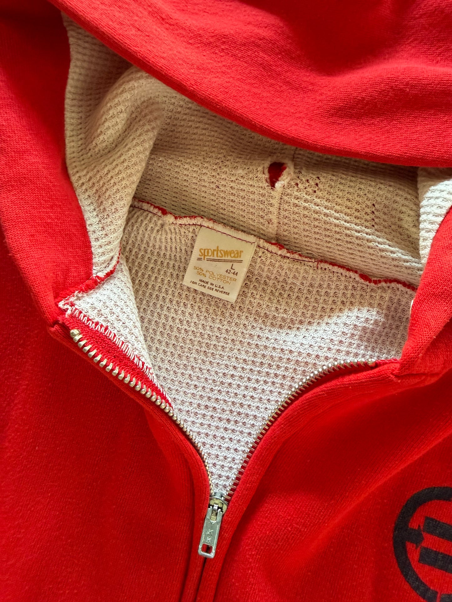 VTG Red Sportswear Zip Up Hoodie Sz M/L