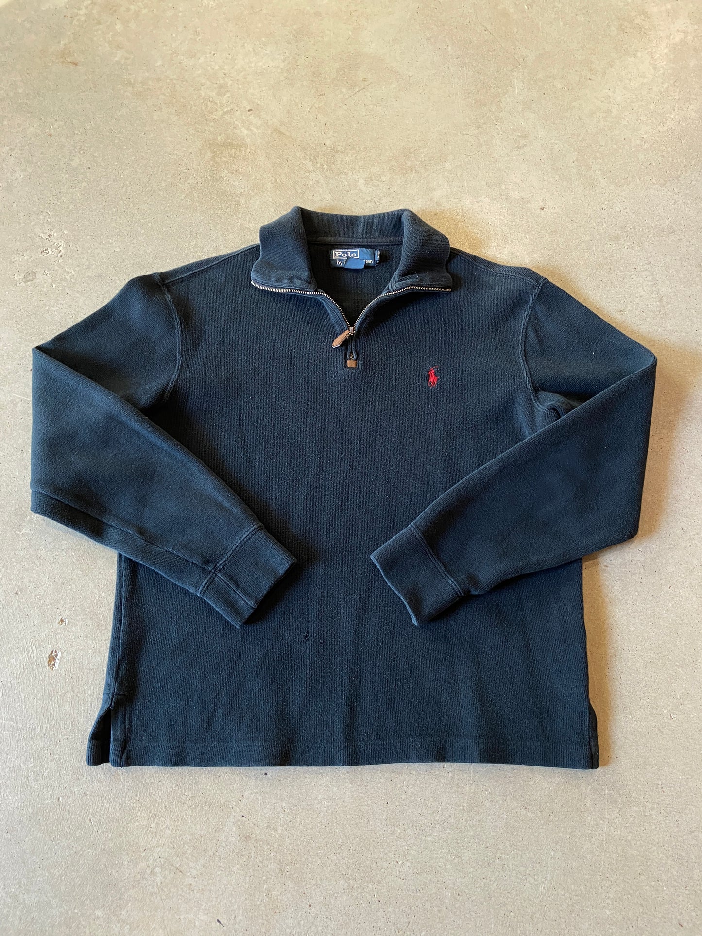 VTG Polo Ralph Lauren Quarter-Zip Navy Sweater Sz Small