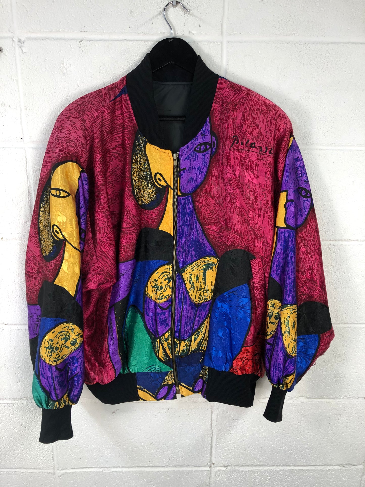 Load image into Gallery viewer, VTG Silk Picasso Jacket Sz M

