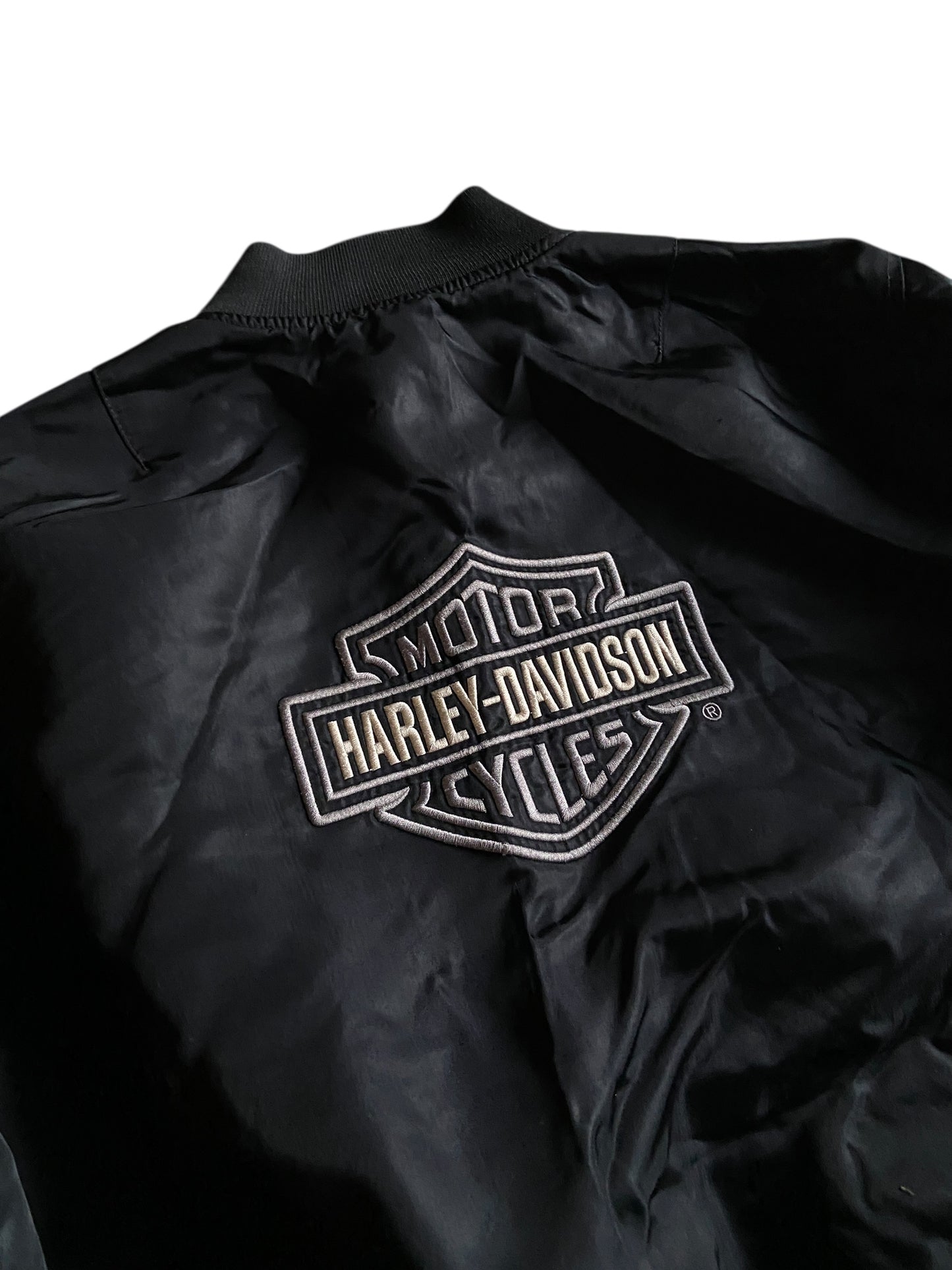 Y2K Harley Davidson Patch Bomber Jacket Sz L