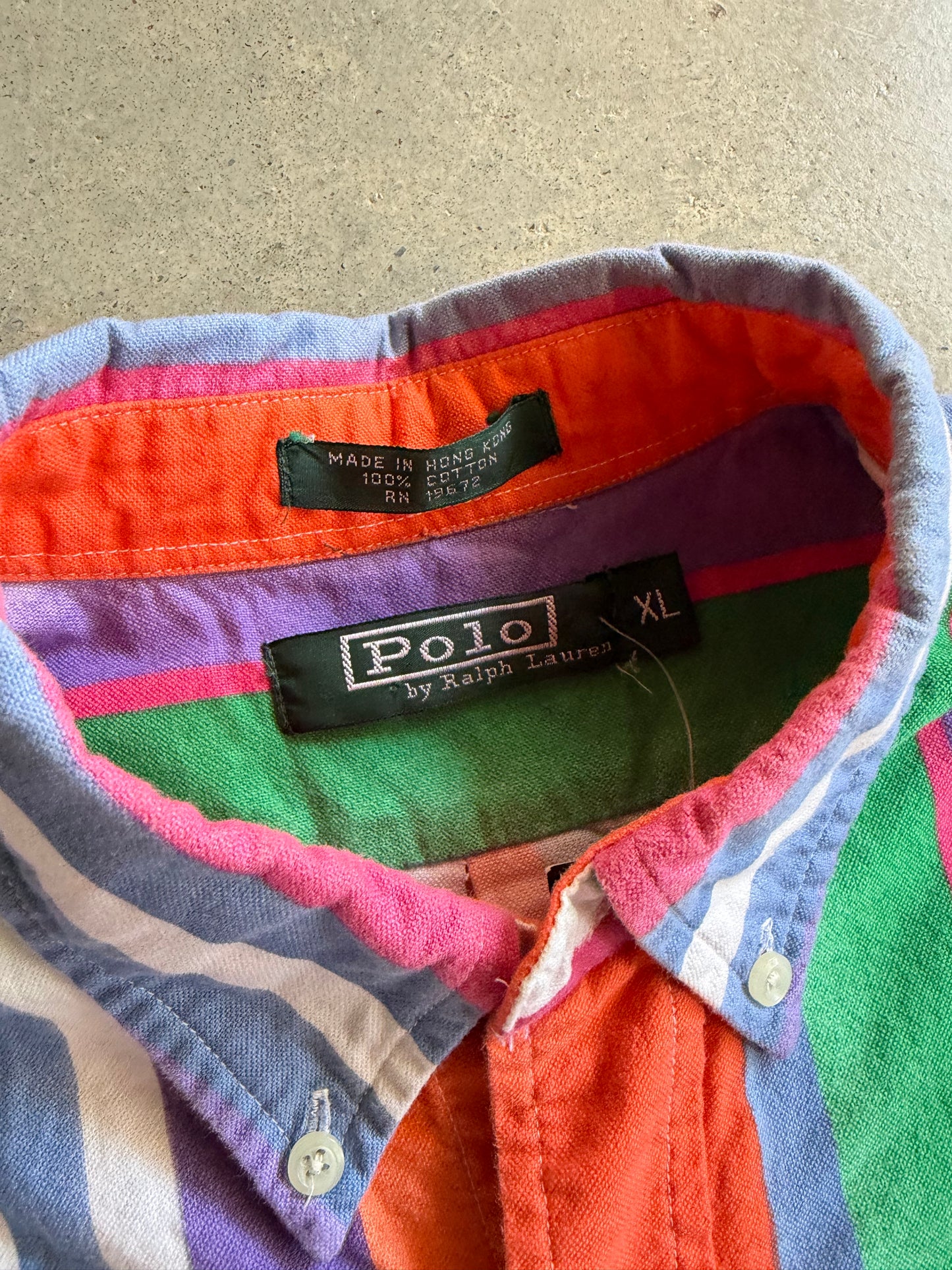 VTG Polo Bright Striped Button Down Shirt Sz L