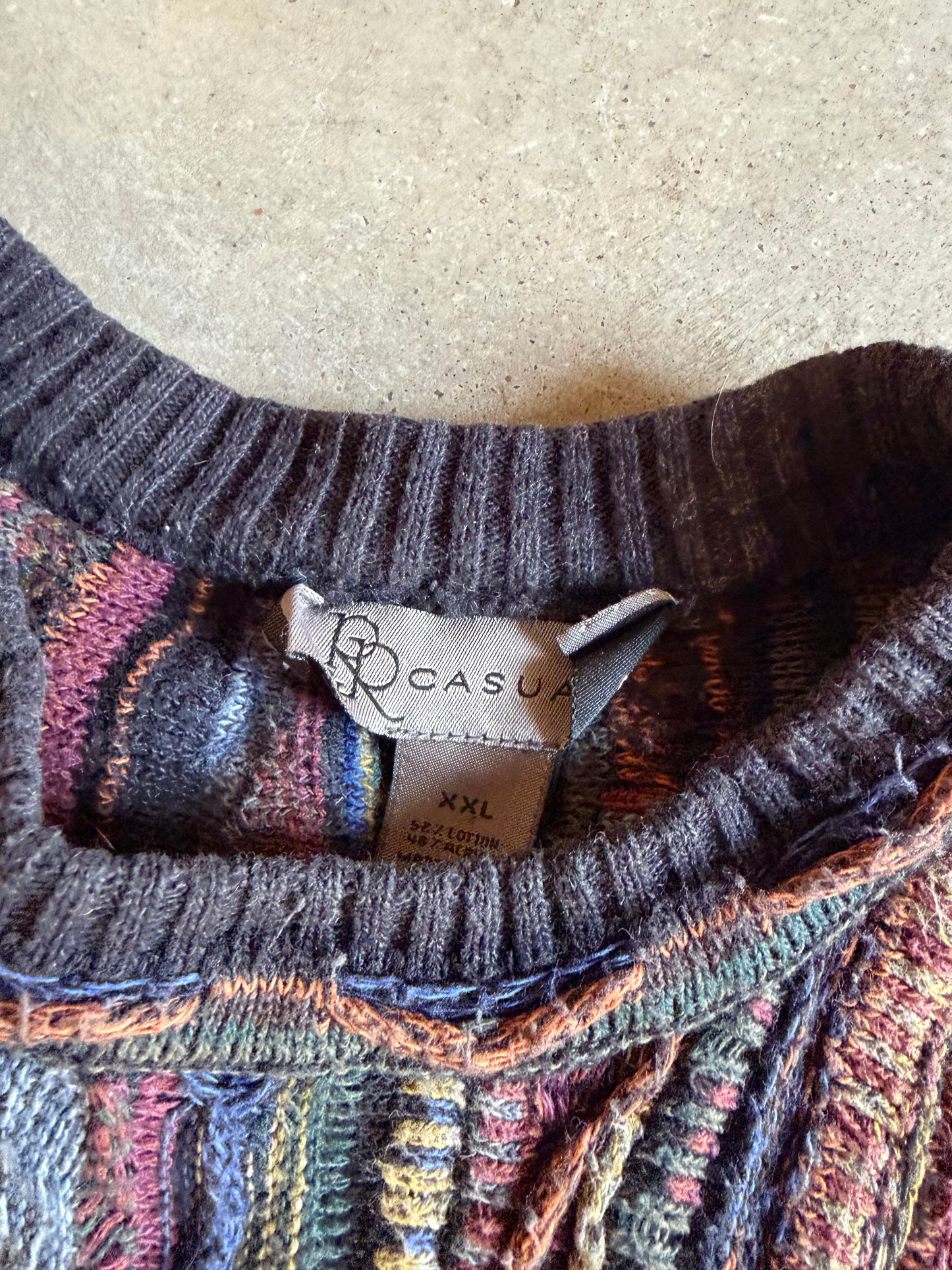 VTG RR Style Coogi Style Blue Sweater Sz 2XL