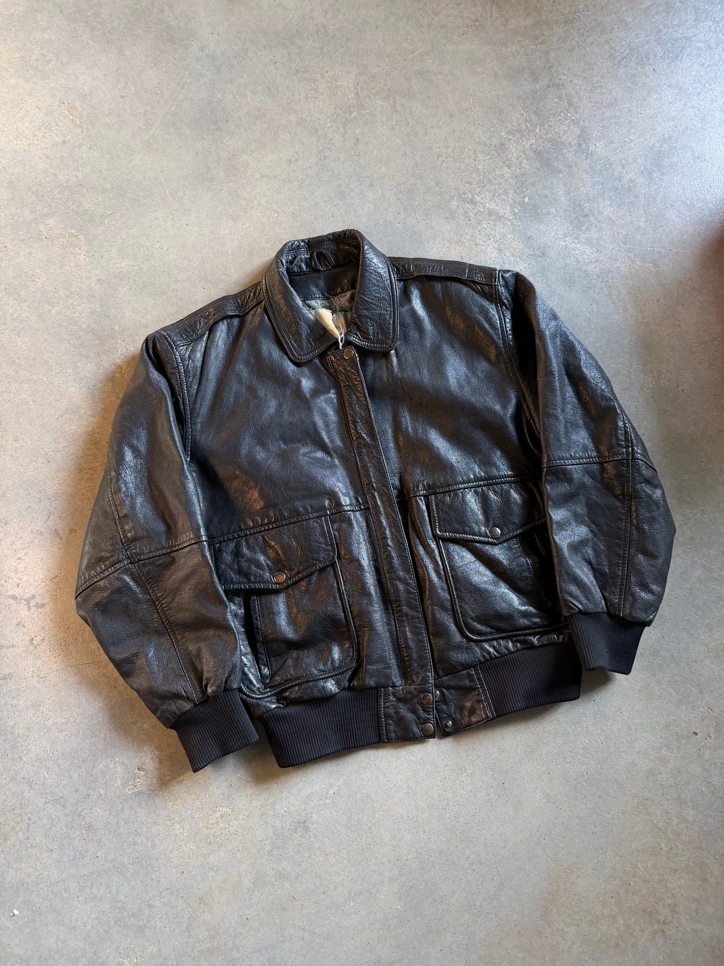 VTG Aviation Leather Jacket Sz M