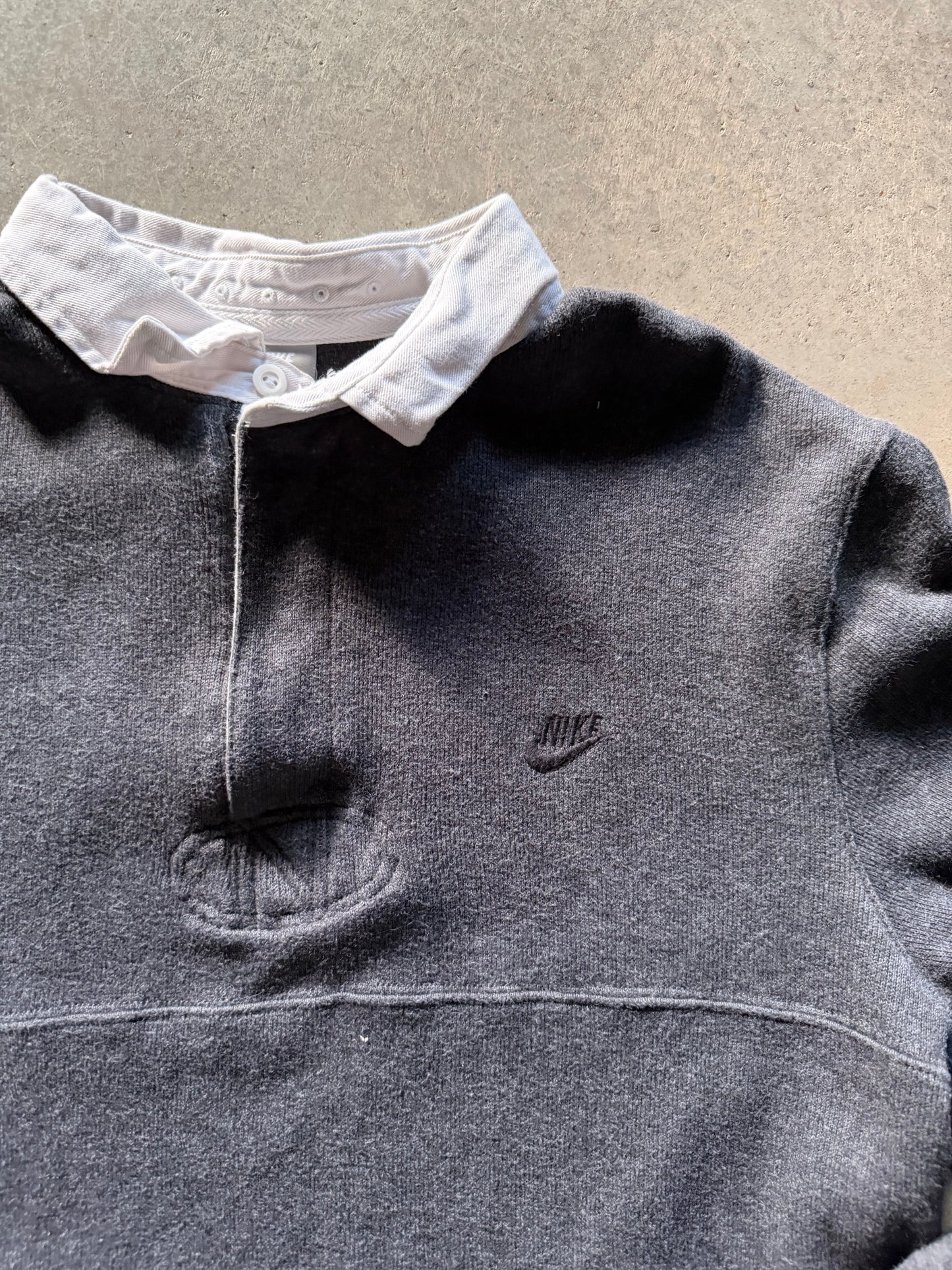 Nike Gray Rugby Polo LS Shirt Sz L