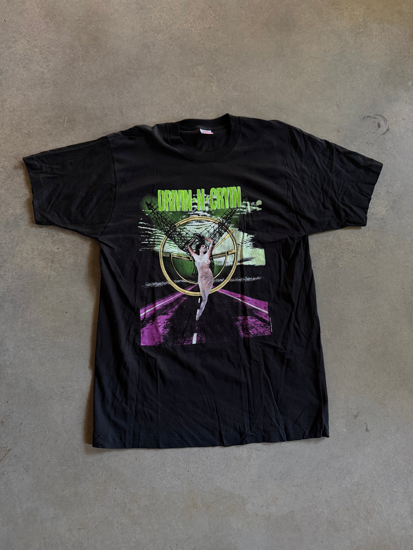 VTG Drive N Cryin Fly Me Courageous 1991 Tour Tee Sz XL