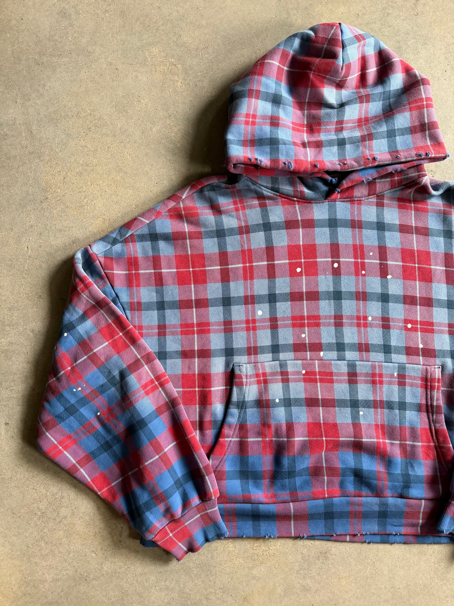 Elwood Tartan Plaid Blue/Red Hoodie Sz M
