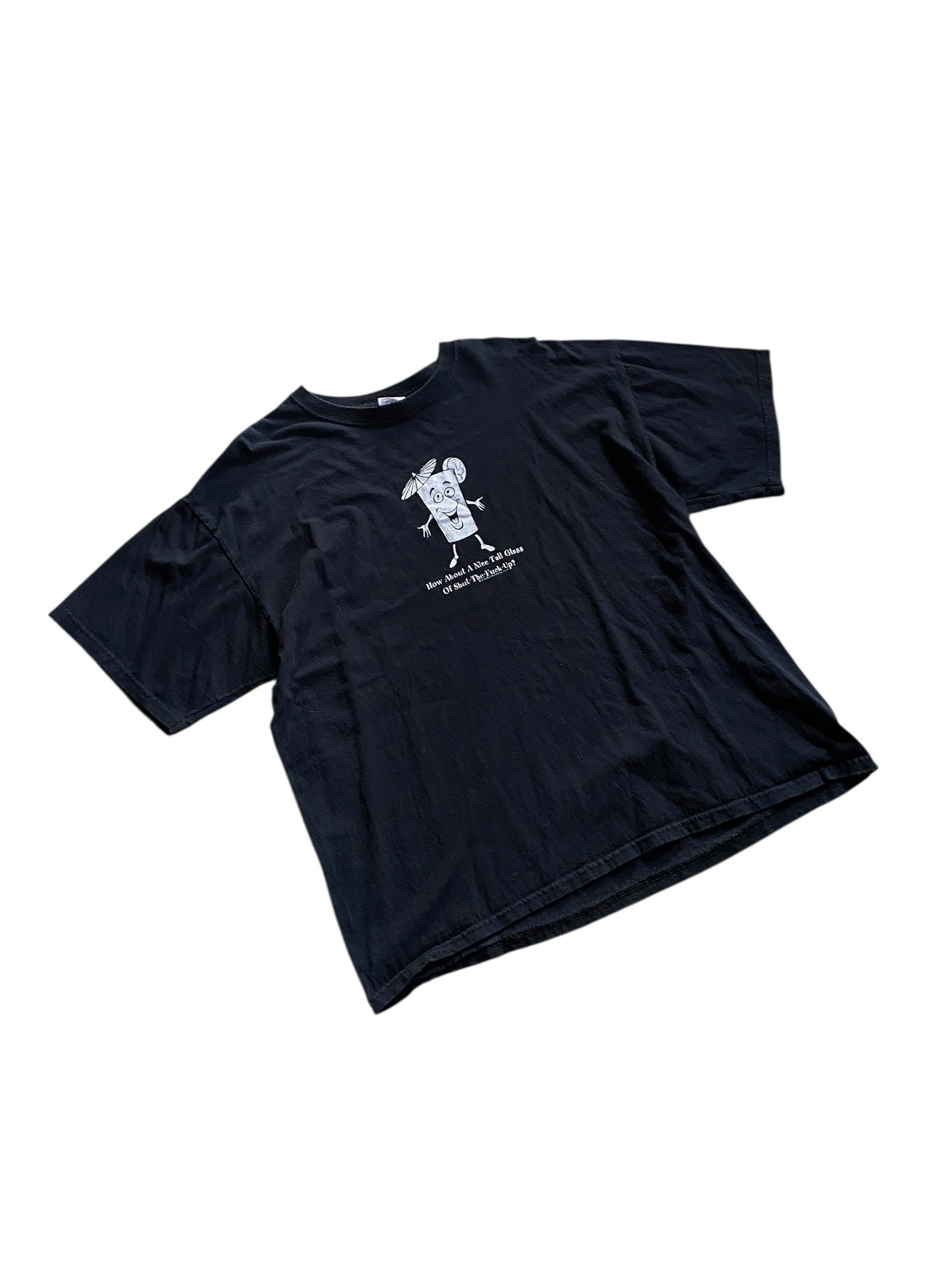 VTG "Tall Glass of Shut Up" Text Tee Sz L