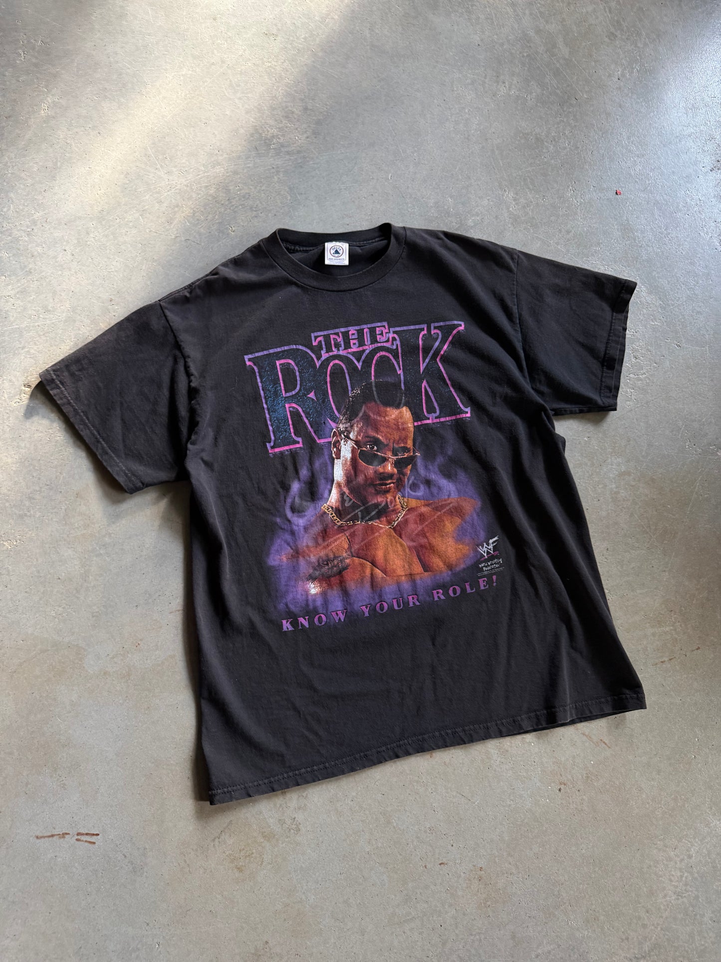 VTG The Rock Know Your Role WWF Tee 1999 Sz L