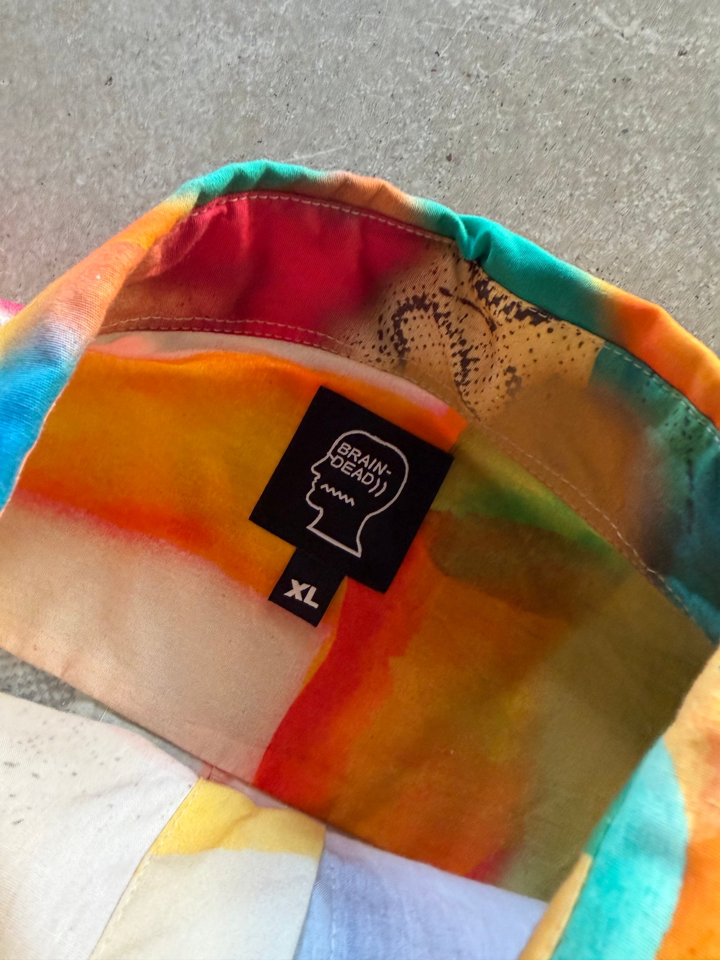 Brain Dead Art Button Up Shirt Sz XL
