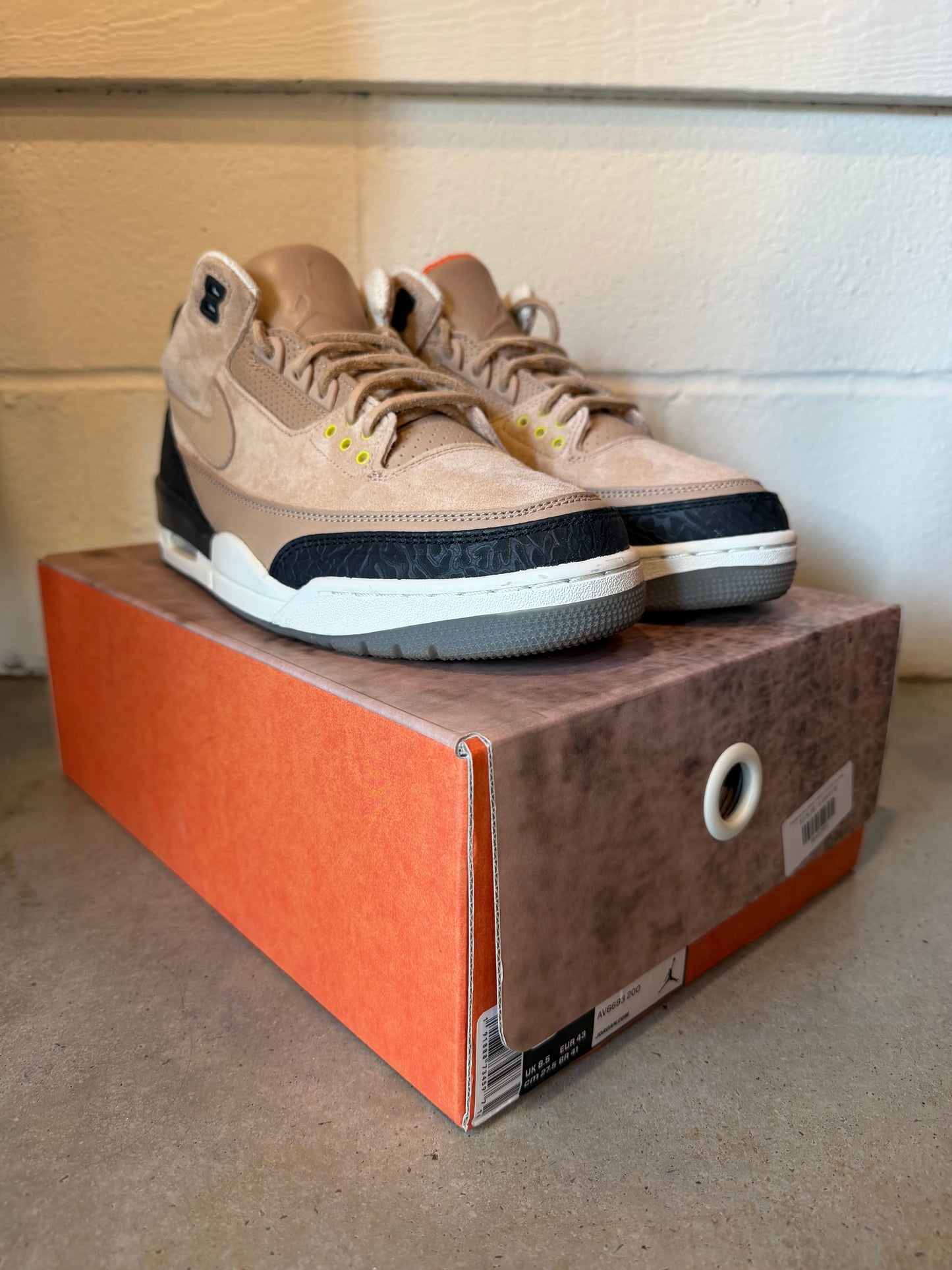 Preowned Air Jordan 3 Retro JTH NRG Bio Beige Sz 9.5M/11W