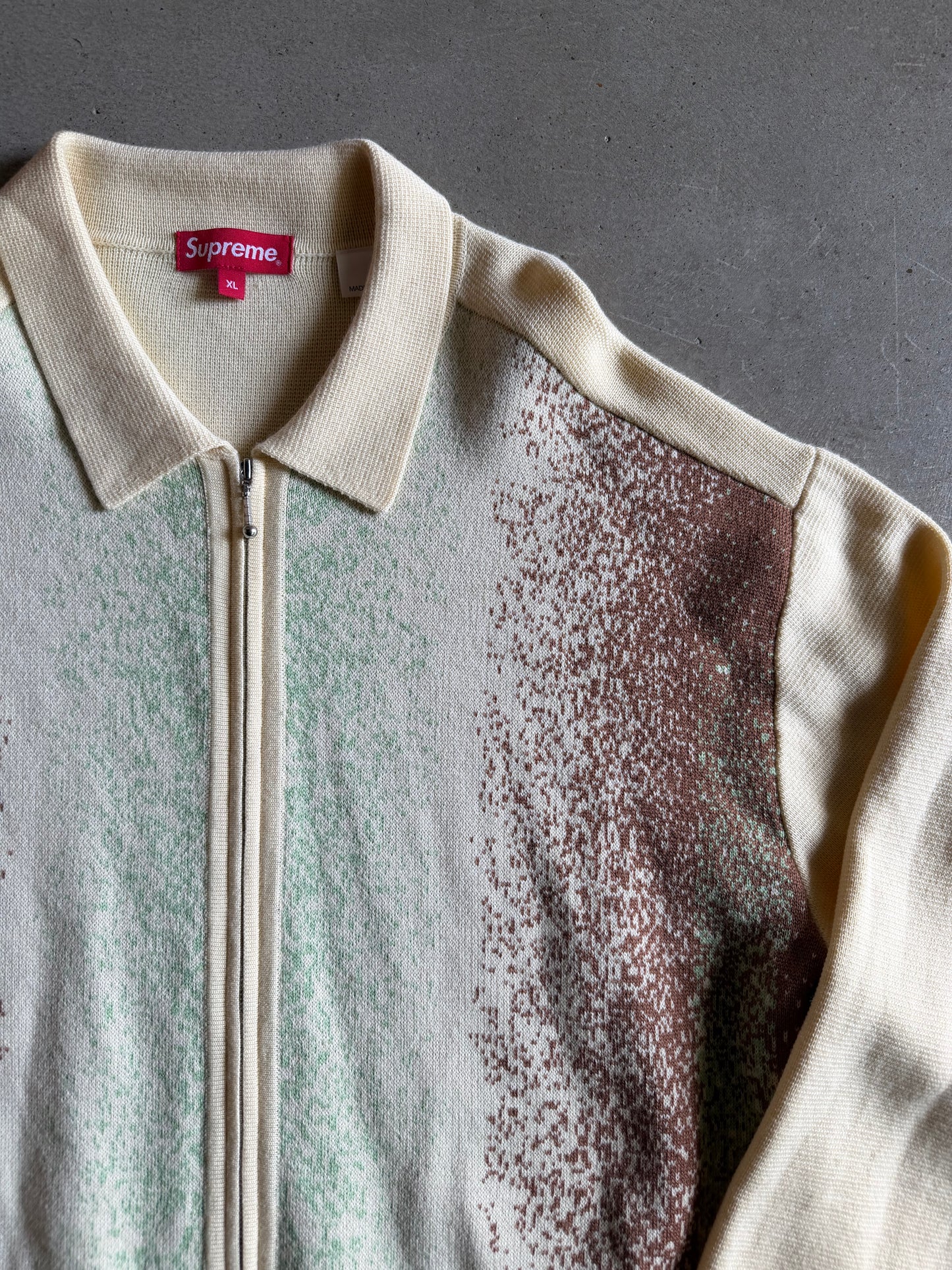 Supreme Gradient Stripe Zip Up Cardigan Pale Yellow Sweater Sz XL