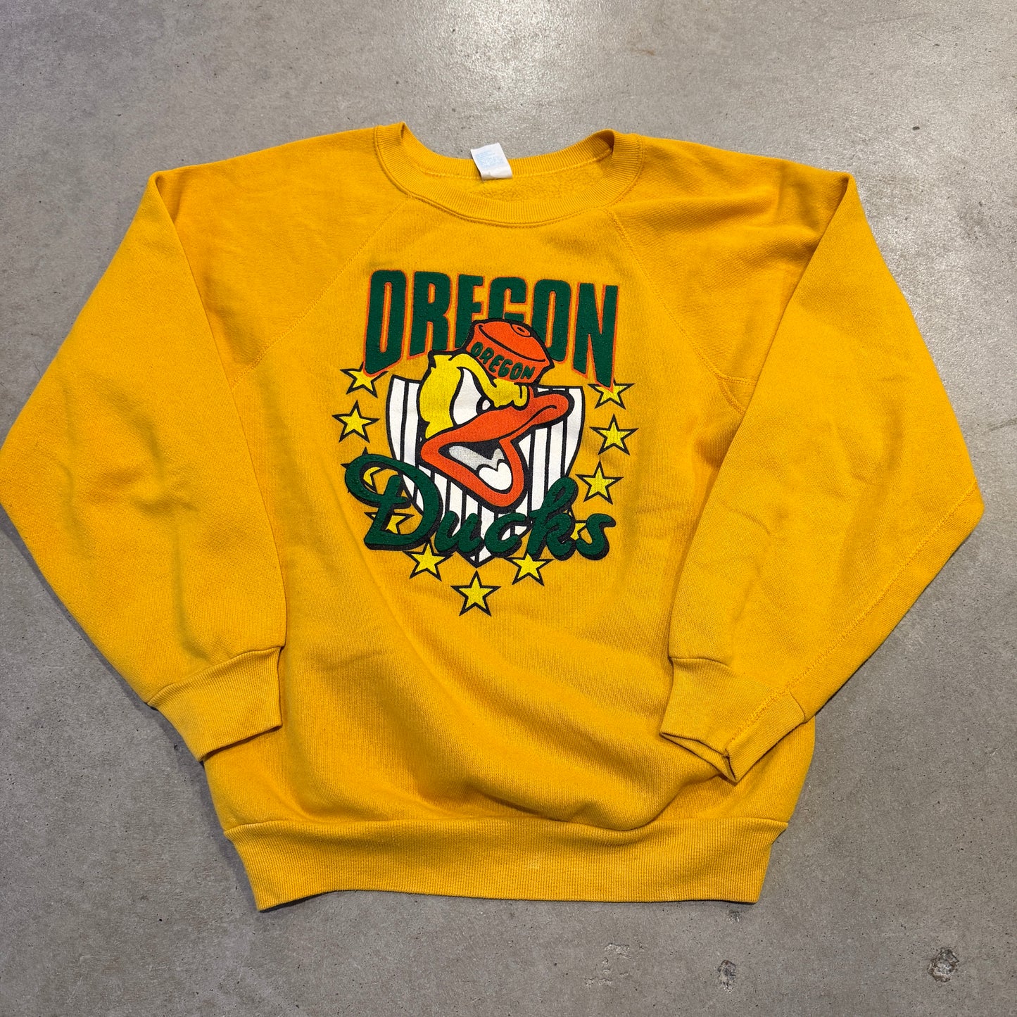VTG 80s Oregon Ducks Graphic Discus Sweatshirt Sz Med