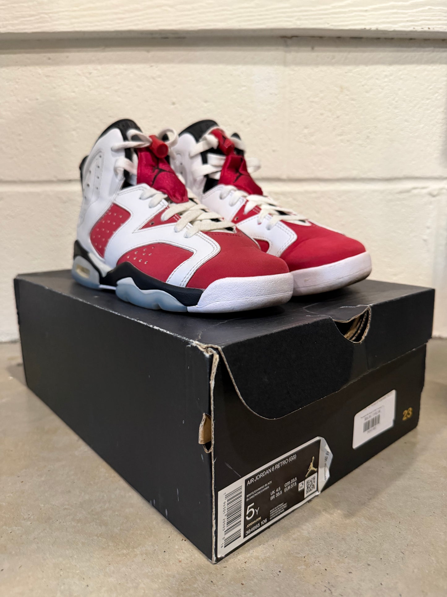 Preowned Air Jordan 6 2020 "Carmine" Sz 5Y/6.5W