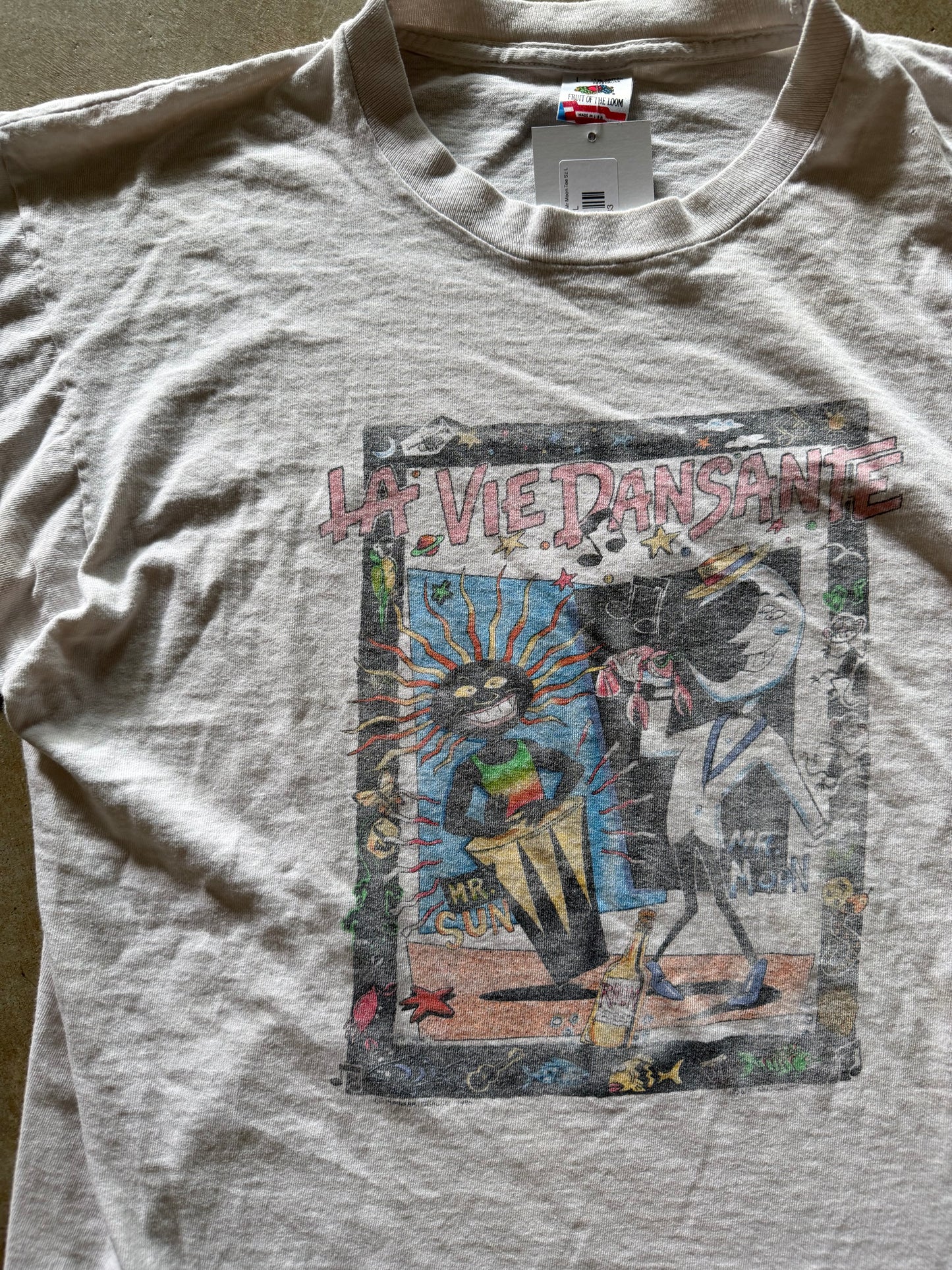 VTG La Vie Dansante Mr Sun & Mr Moon Tee Sz L
