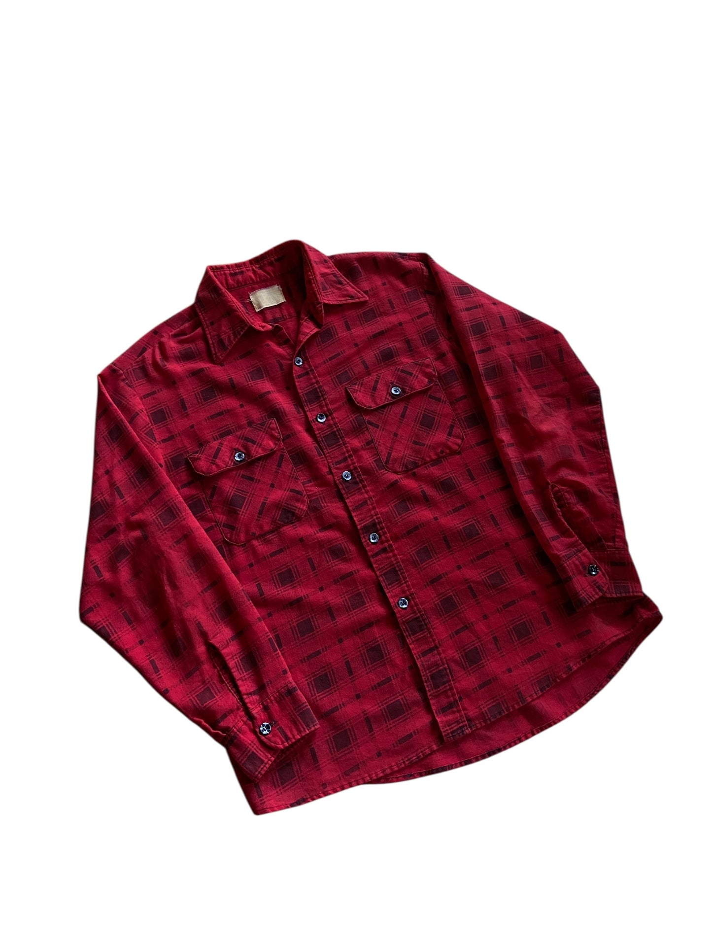 VTG Sears Red Plaid Flannel Sz XL