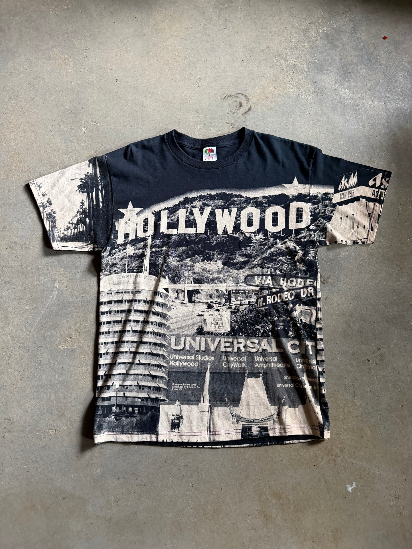 VTG Hollywood All Over Print Tee Sz L