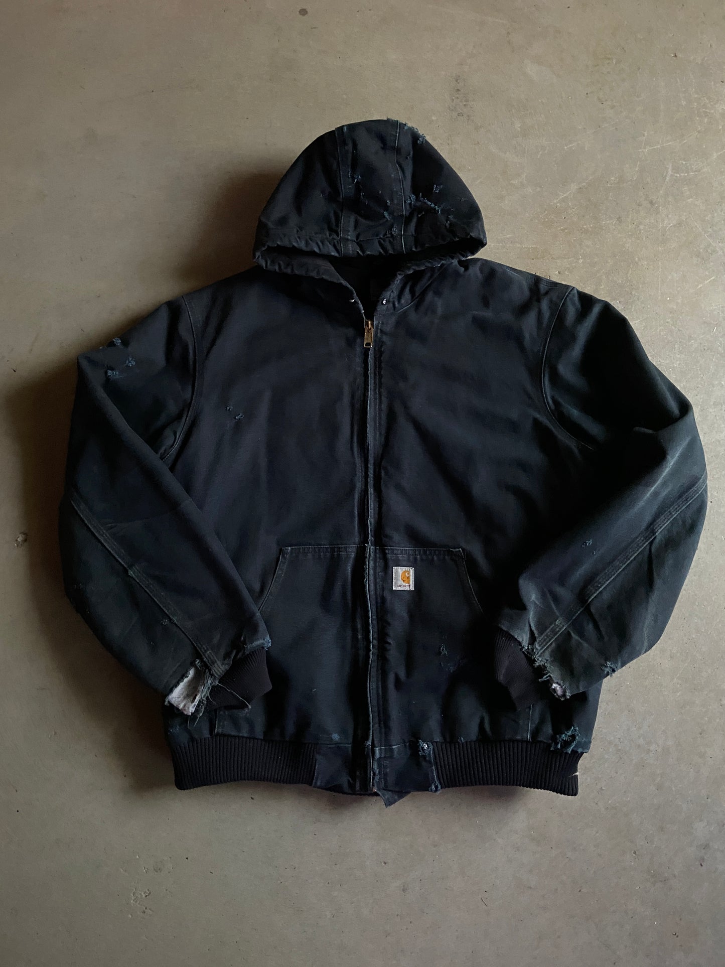 VTG Carhartt Black Hooded Jacket Sz XLT J140BLK