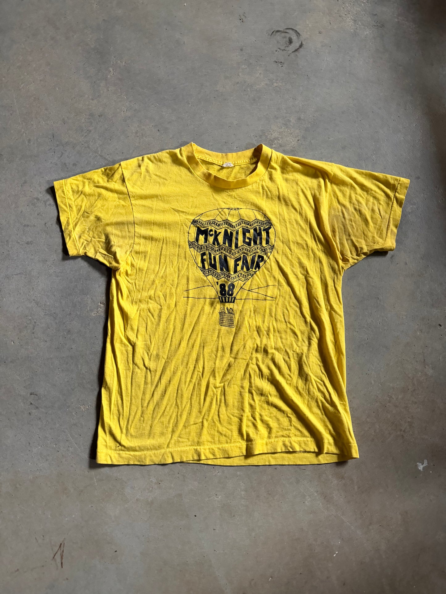 VTG McKnight Fun Fair 1988 Yellow Tee Sz M