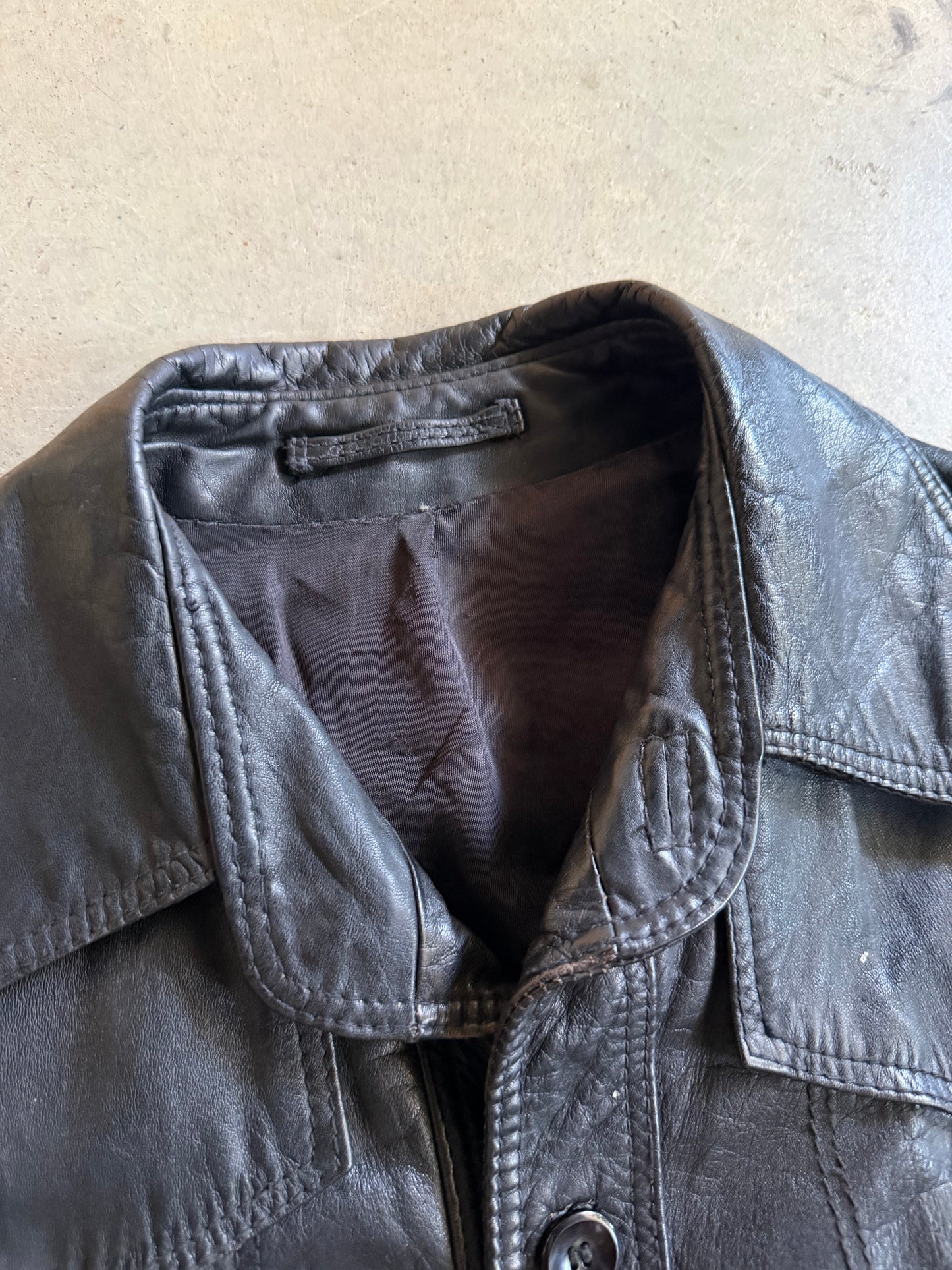 VTG Black Leather Jacket Sz S