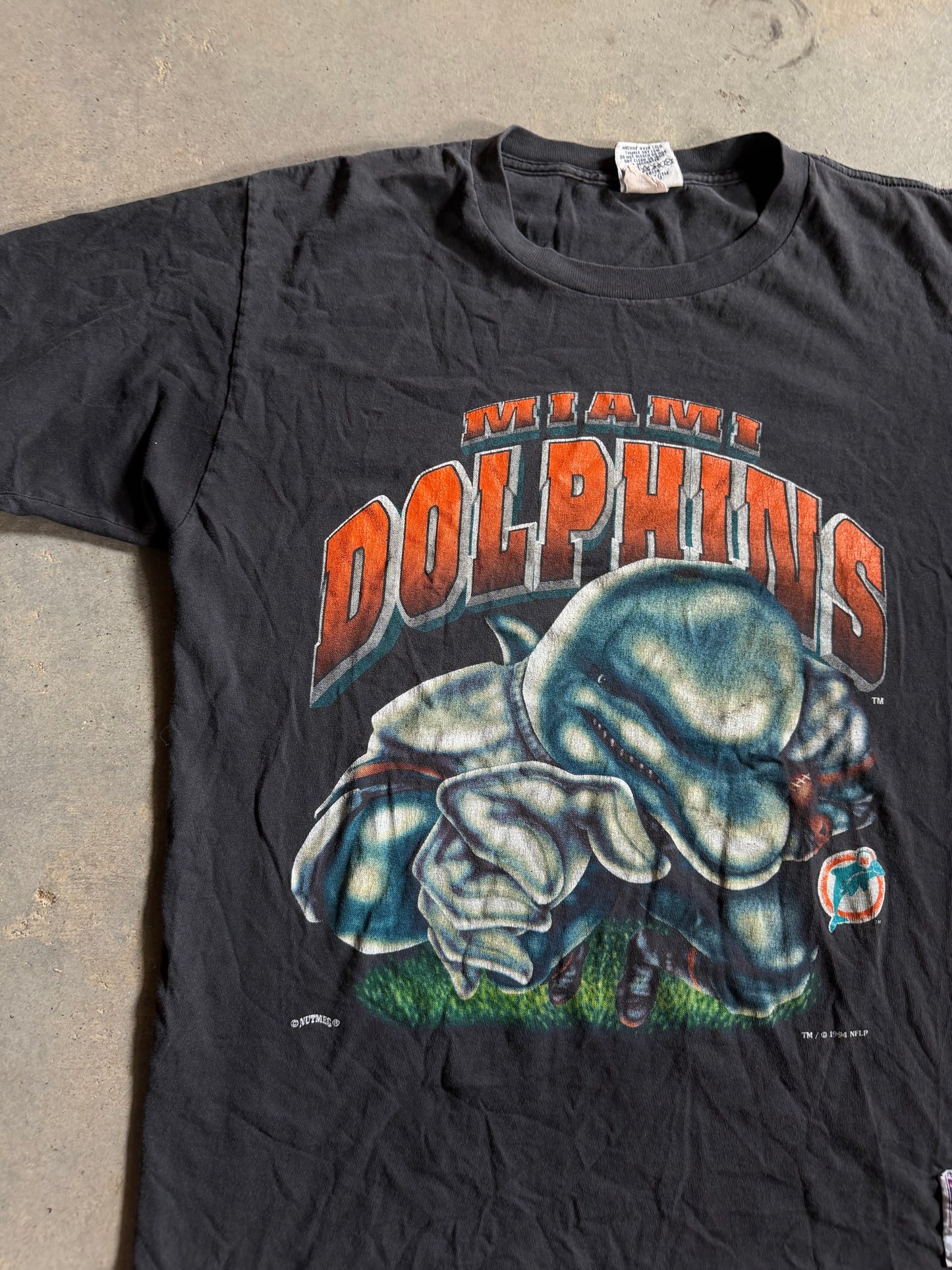 VTG Miami Dolphins Nutmeg Mascot Tee Sz XL
