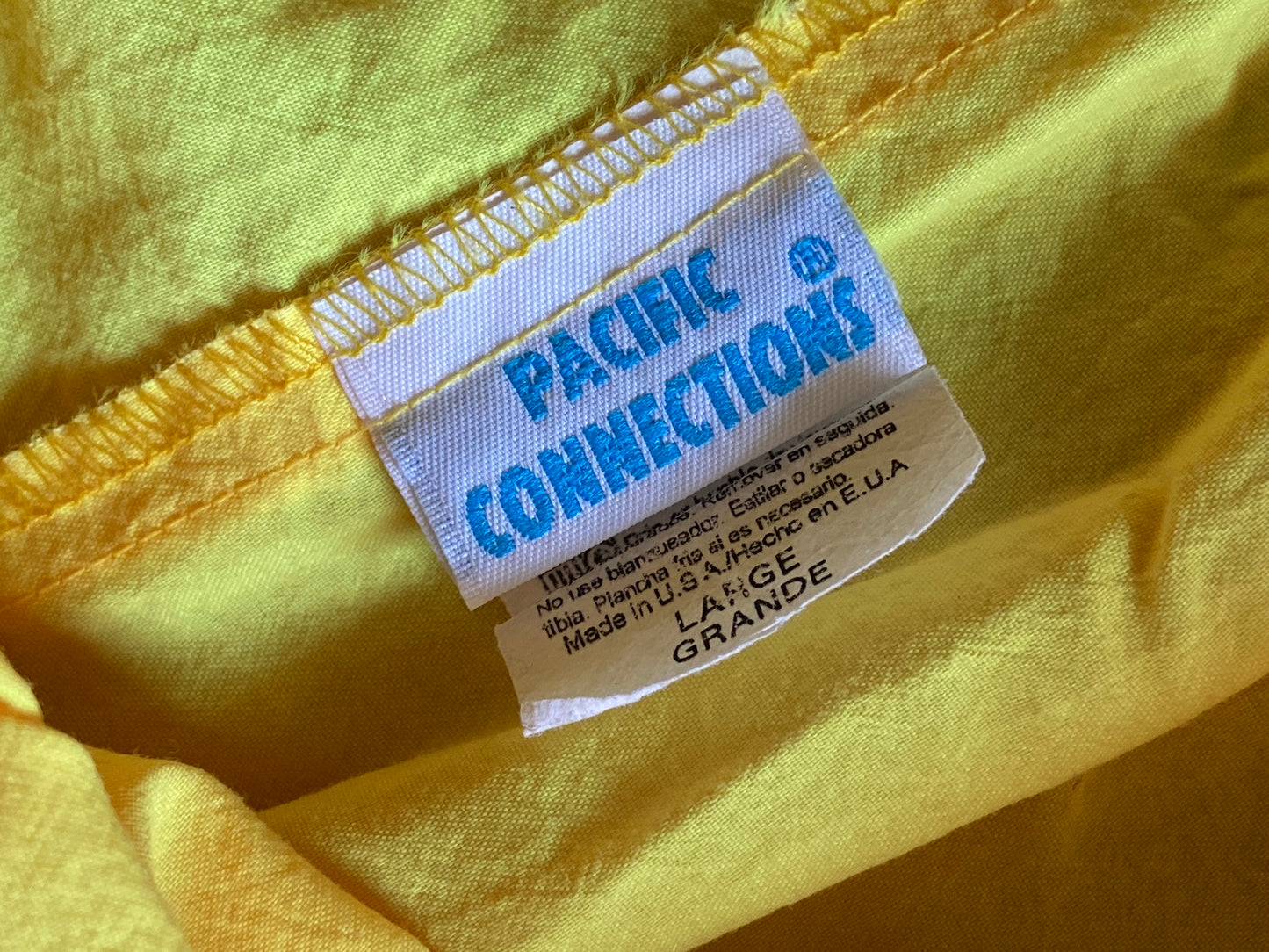 VTG Pacific Connections Yellow Nylon Shorts Sz L
