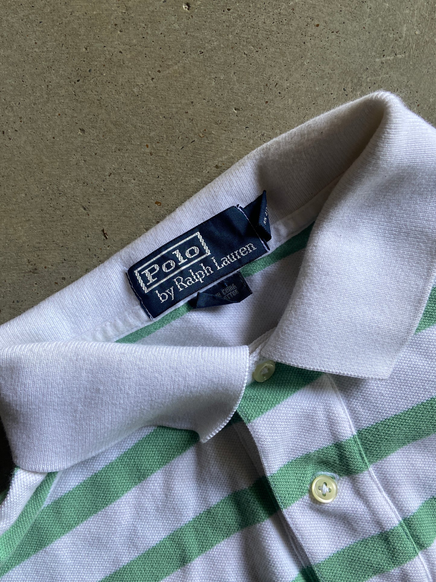 VTG Polo Ralph Lauren Mint/White Polo Shirt Sz L