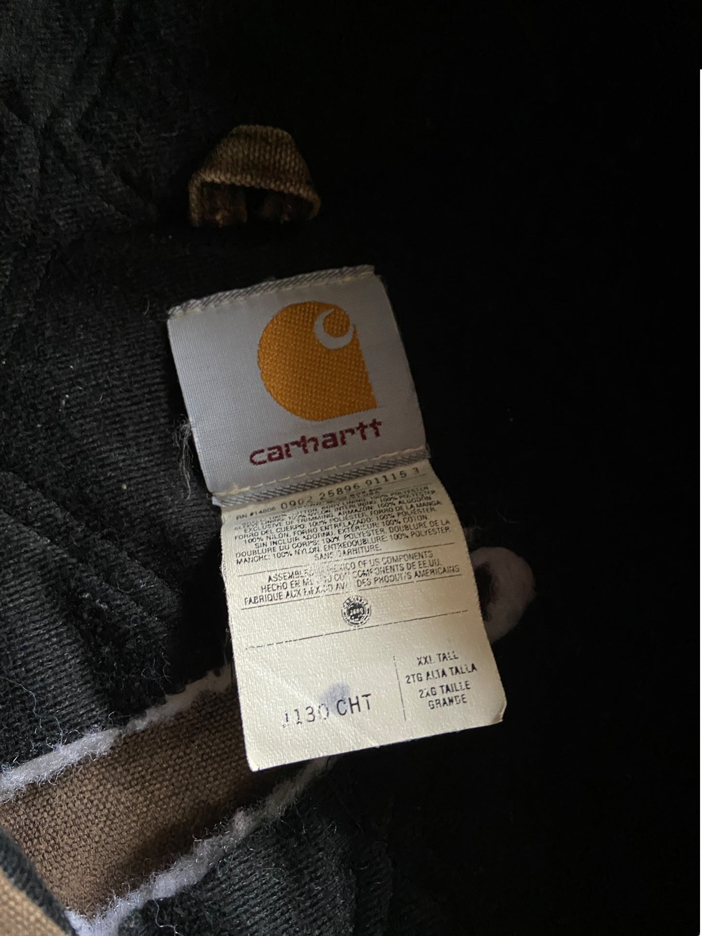 VTG Carhartt 1130 CHT Brown Hooded Jacket Sz 2XL