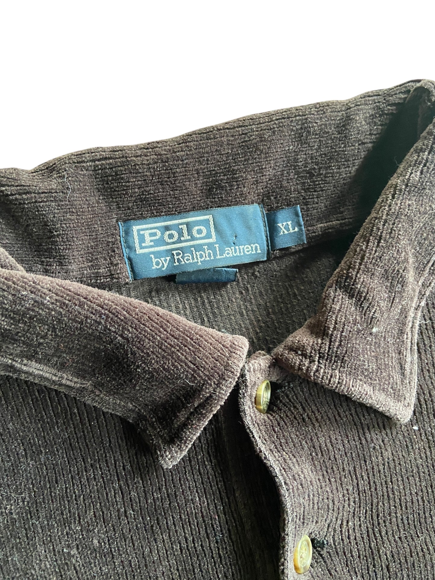 VTG Polo Ralph Lauren Brown LS Corduroy Polo Sz XL