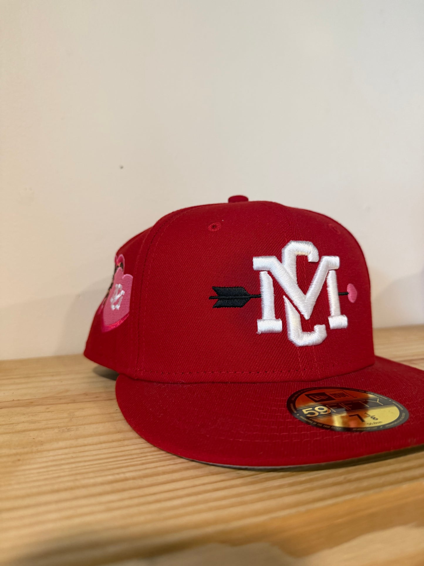 Music City Vintage Rose Red Fitted Hat Sz 7 1/8