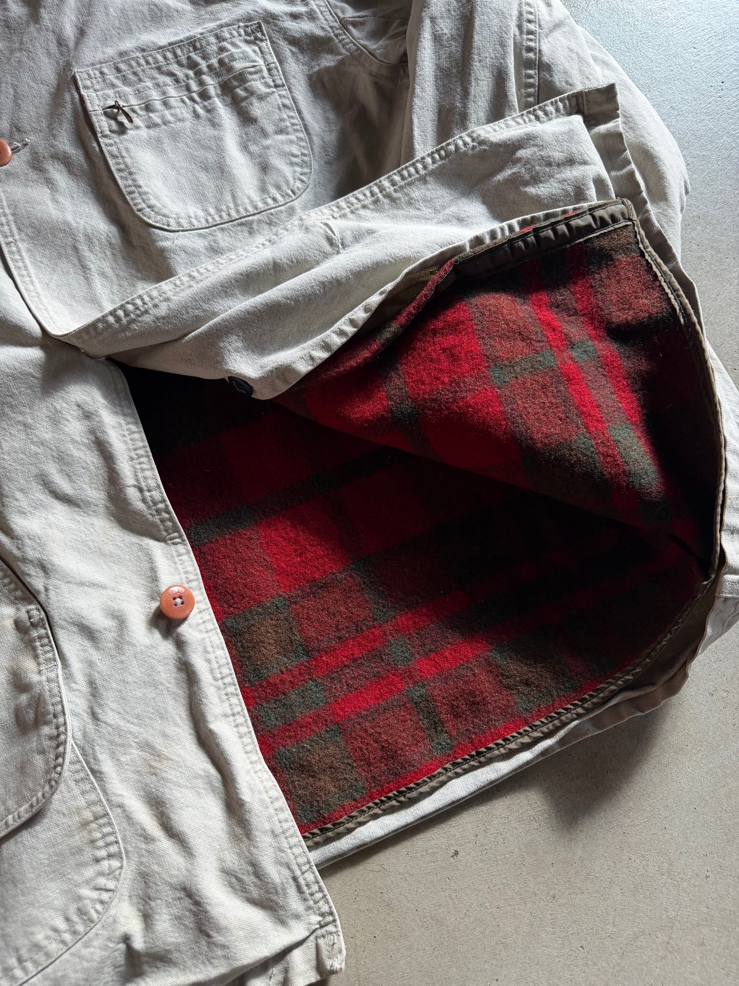 VTG LL Bean Tan Canvas Trench Jacket Sz XL/2XL