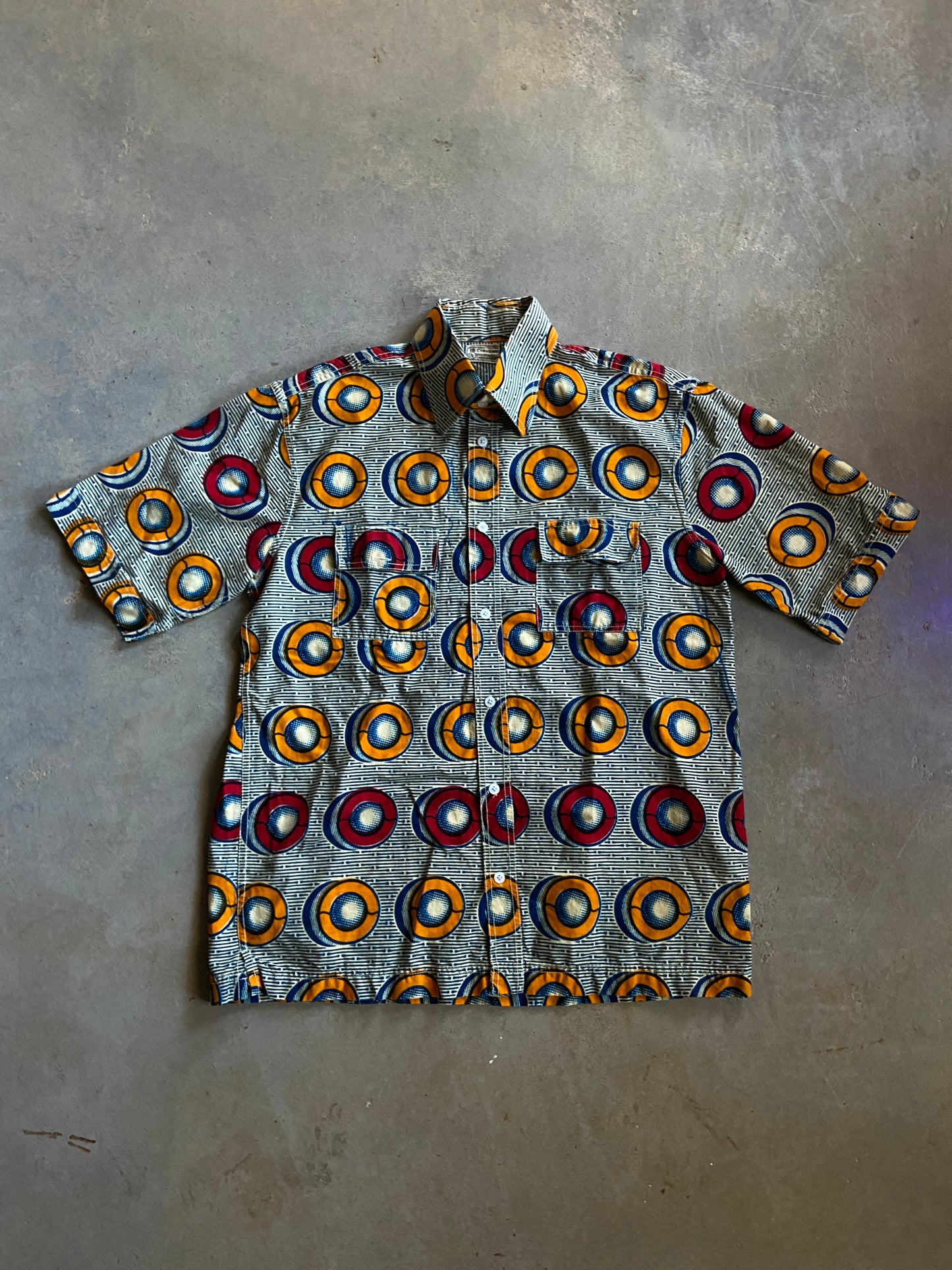 VTG Art Print S/S Button Up Shirt Sz L