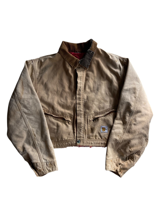 VTG Reworked Carhartt Tan Cropped Jacket Sz M/L