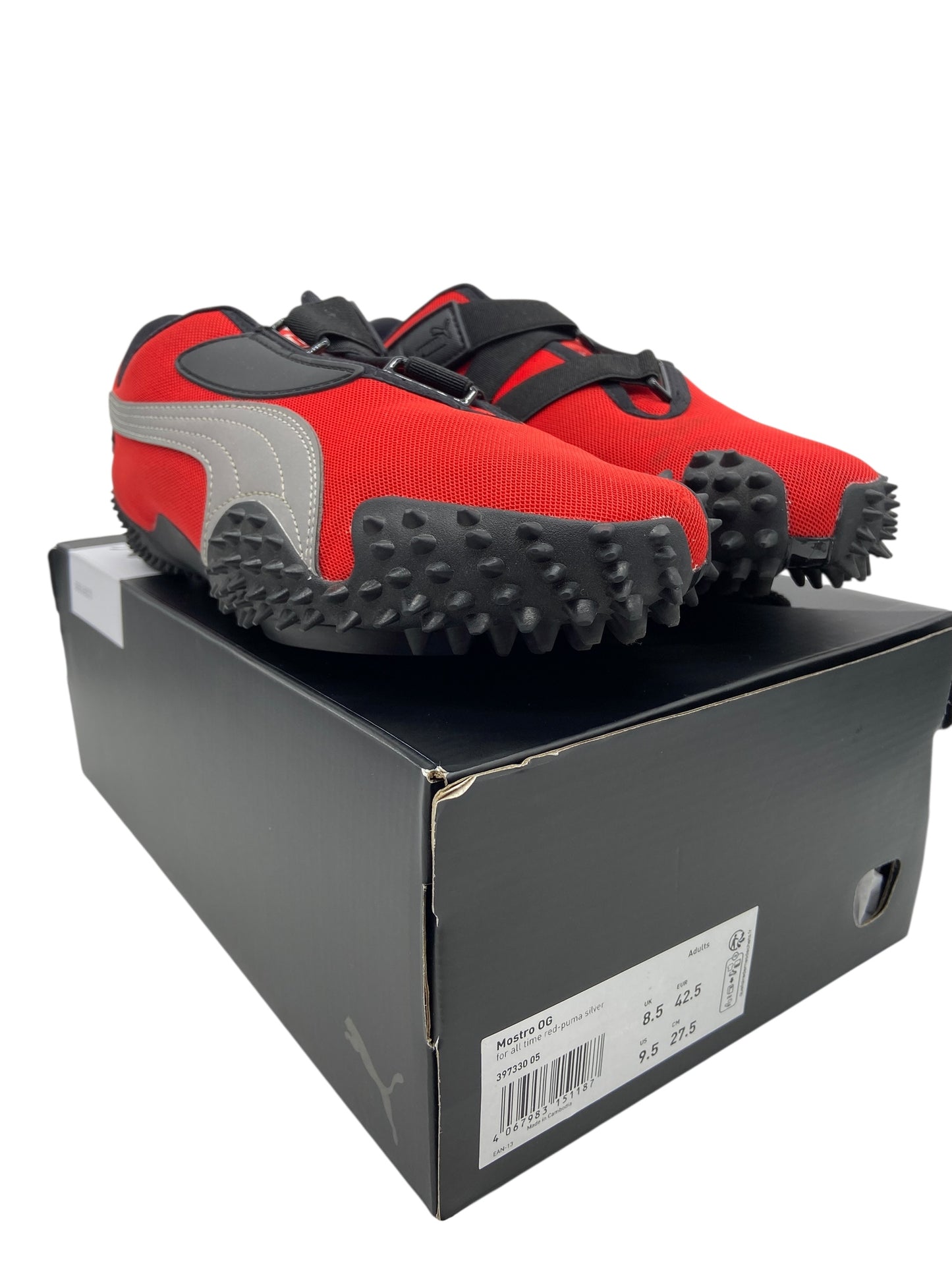 Preowned Puma Mostro OG Red Silver Sz 9.5M/11W 397330-05