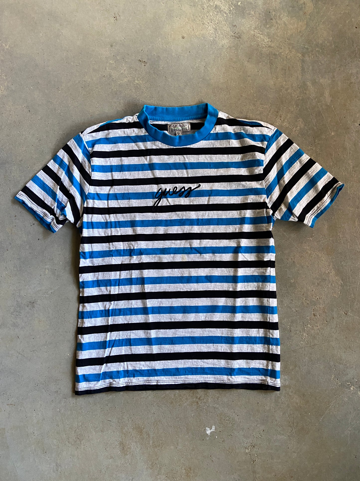 Guess Blue/Gray Stripe Tee Sz S/M