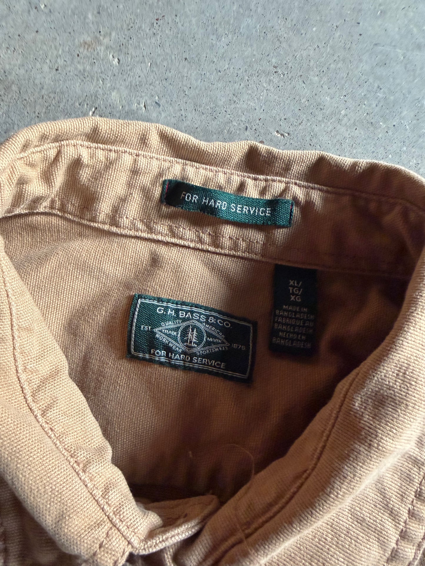 G H Bass Khaki Button Up Shirt Sz XL