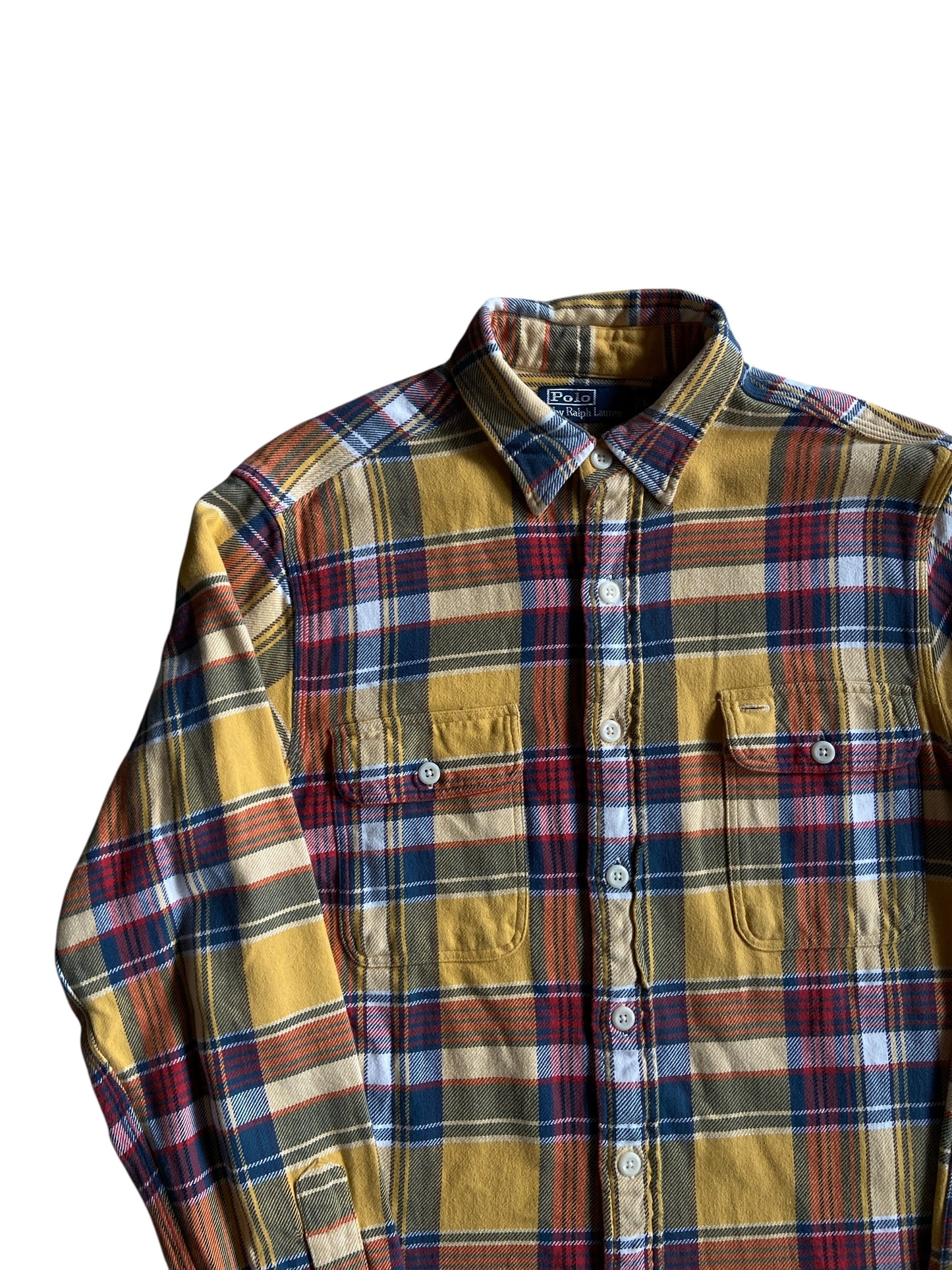 Ralph Lauren Auburn Yellow Flannel Button Shirt Sz L