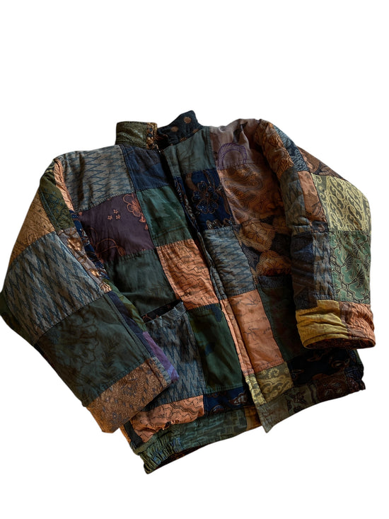 VTG Go Fish Reversible Patchwork Jacket Sz S