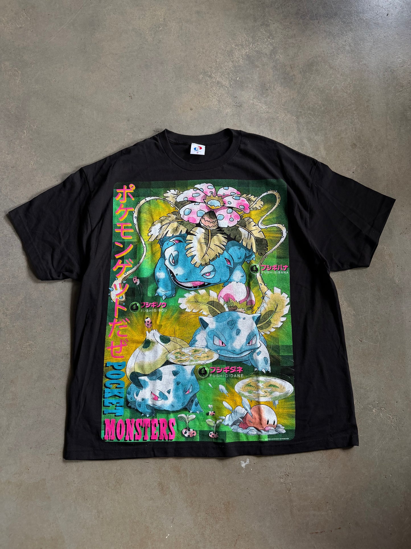 Backstock Co. Black Pokemon Base Set #3 Grass Type Orig. Fan Art Tee Sz 3X