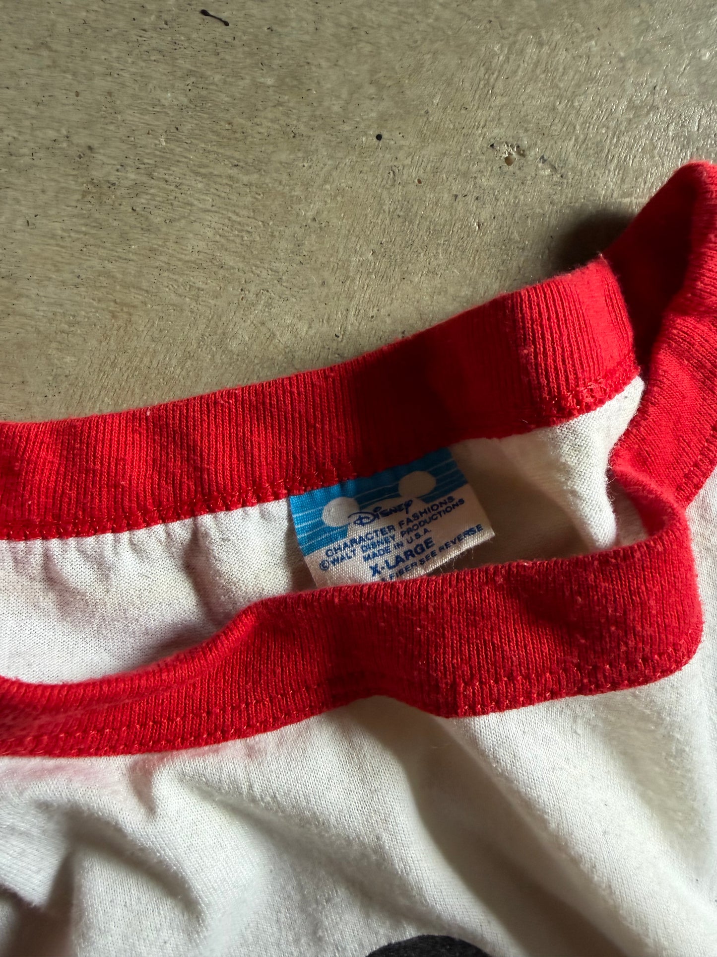 VTG Mickey Mouse Red Ringer Tee Sz XL